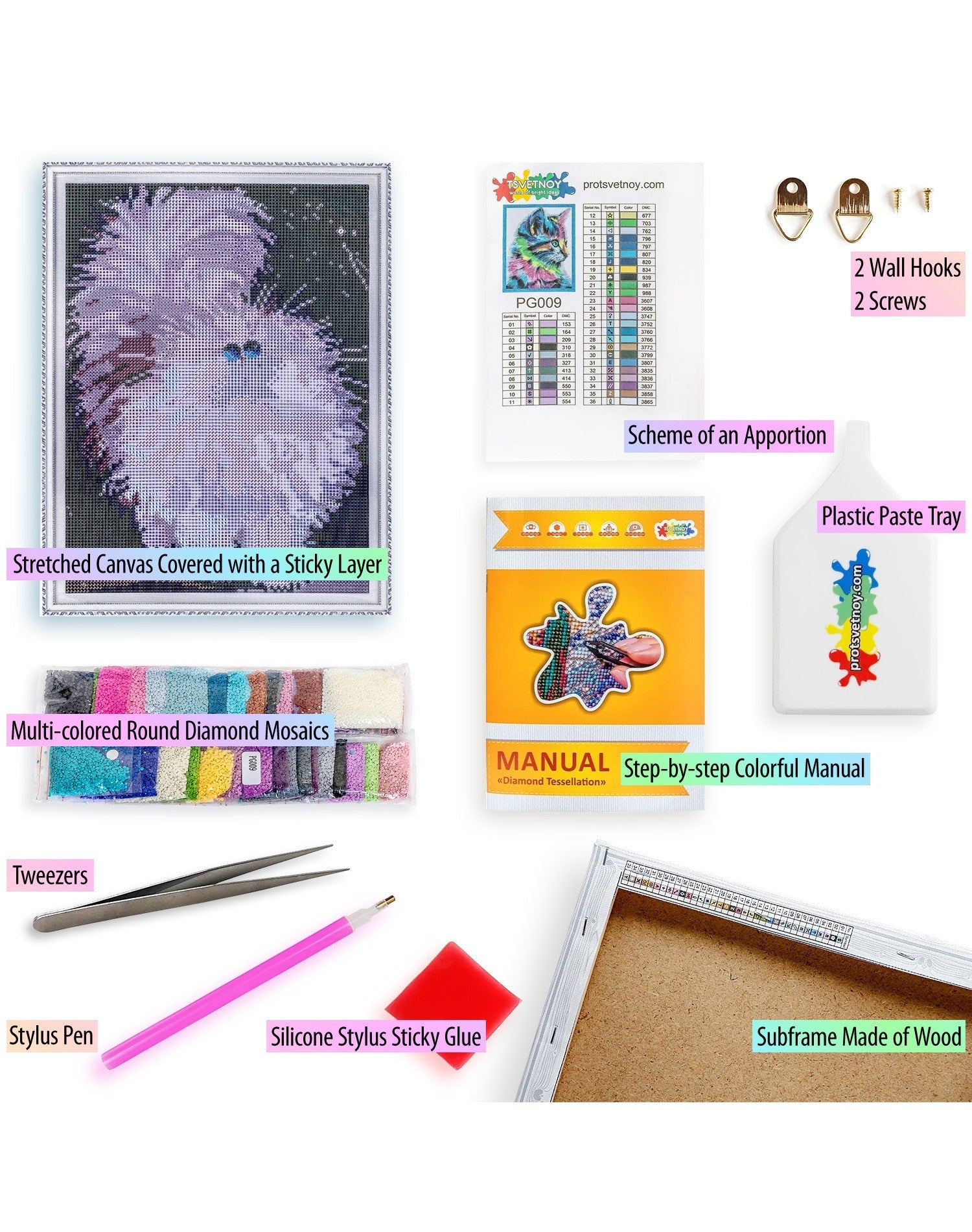 5D Diamond Painting 30x40 cm | Cute Fluffy Cat (LE085e) – Diamond painting | Varvikas.Shop