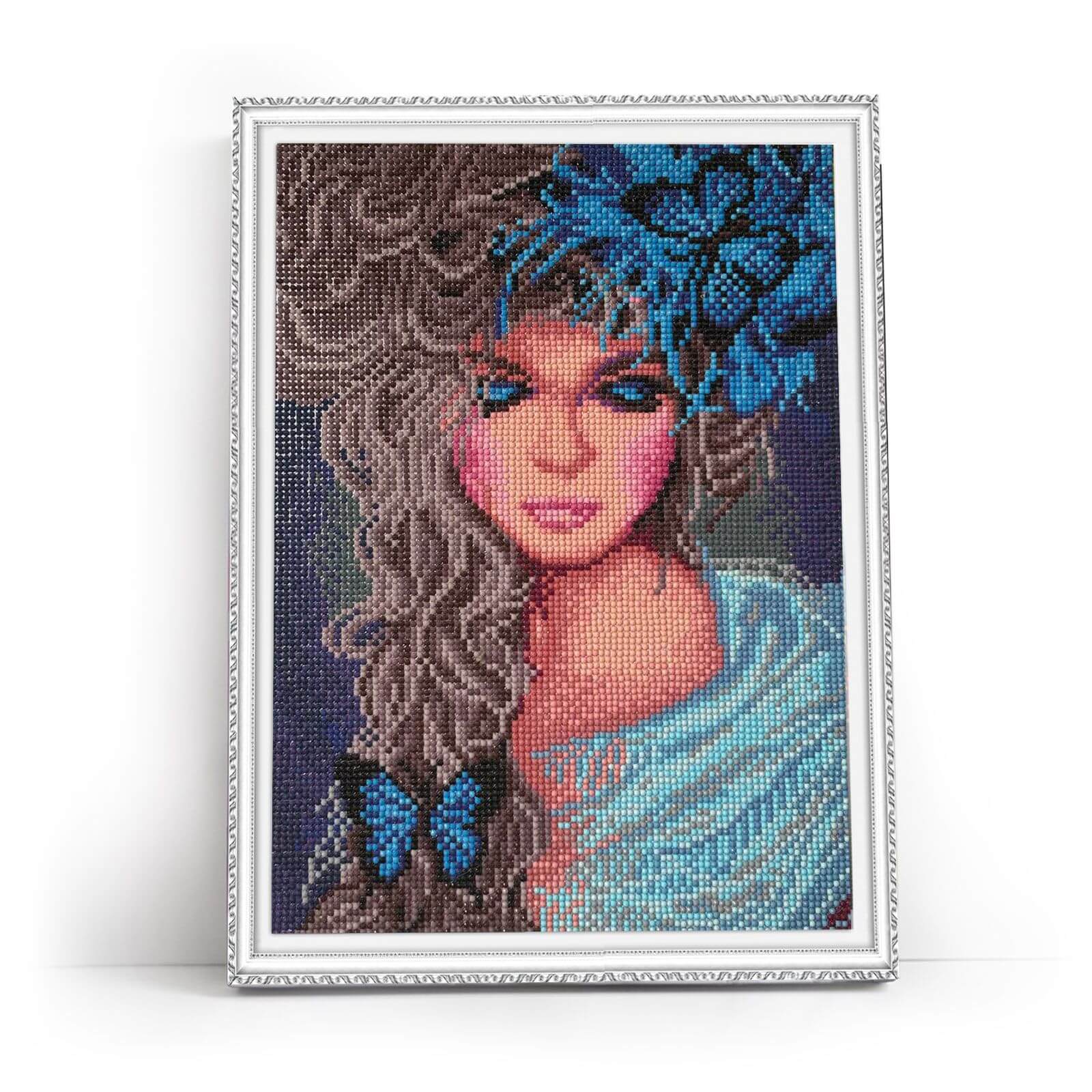 5D Diamond Painting 30x40 cm | Girl with Butterflies (LE109e) – Diamond painting | Varvikas.Shop