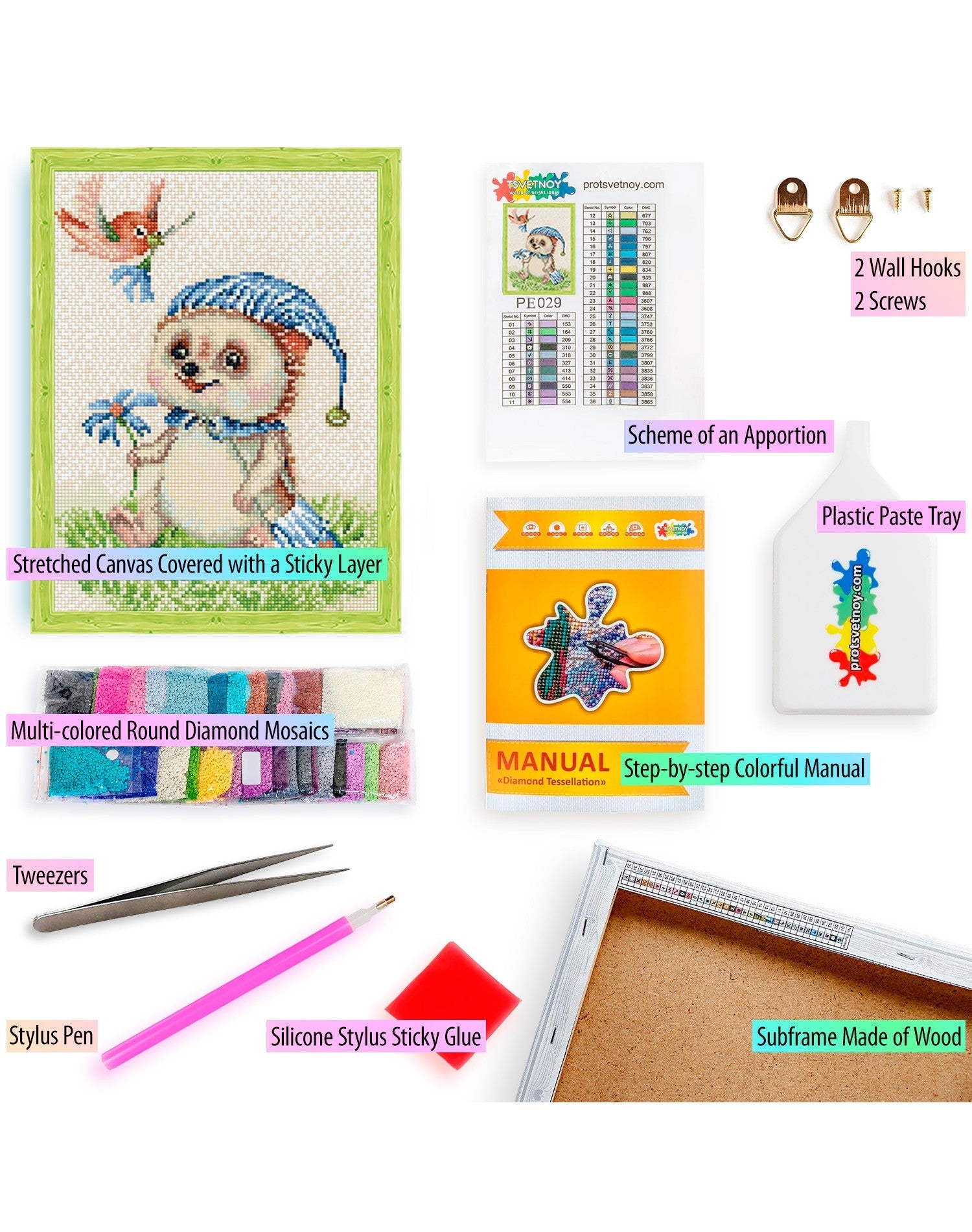 5D Diamond Painting 30x40 cm | Summer hedgehog (LE029e) – Diamond painting | Varvikas.Shop