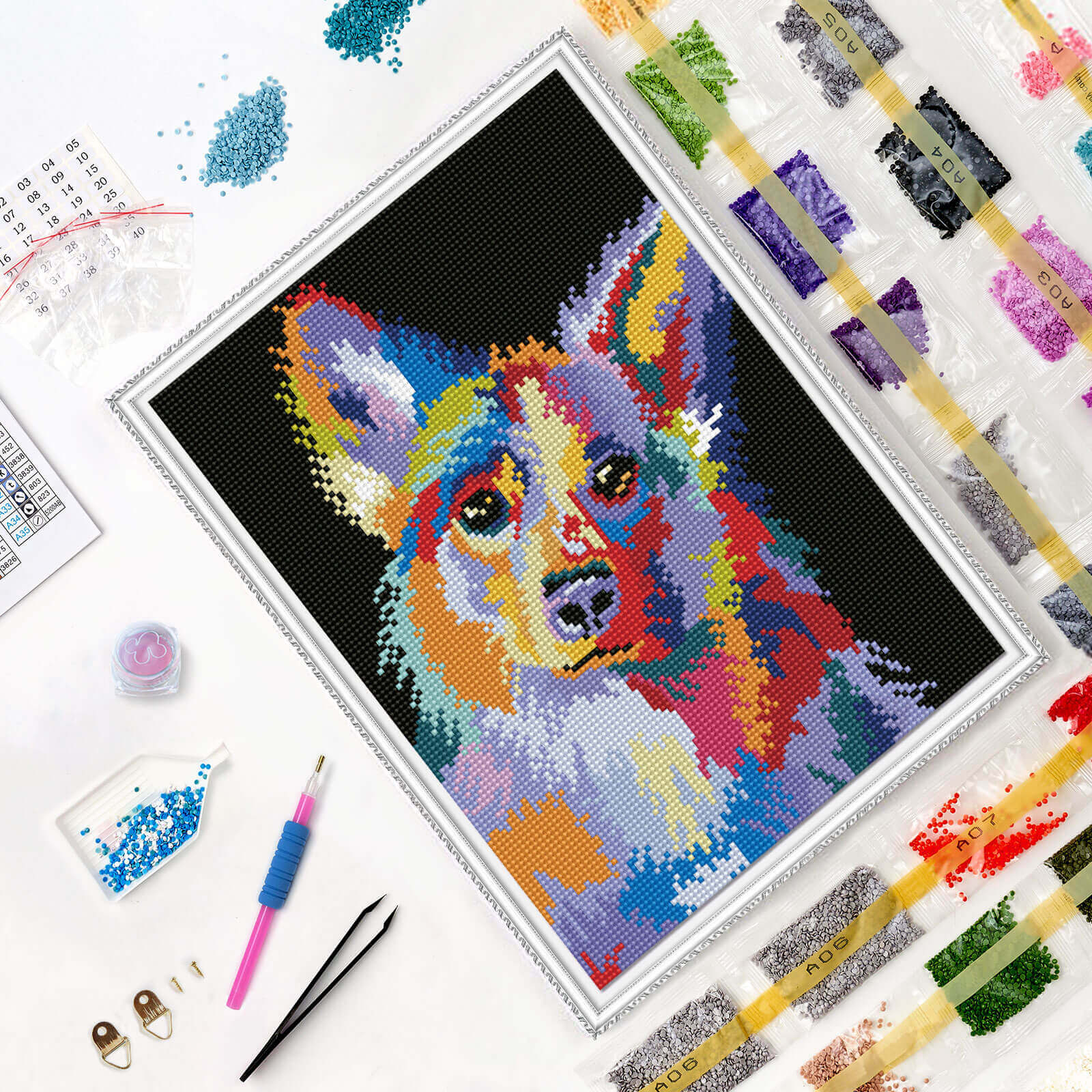 5D Diamond Painting 30x40 cm | Through the eyes of a corgi (LE135e) – Diamond painting | Varvikas.Shop