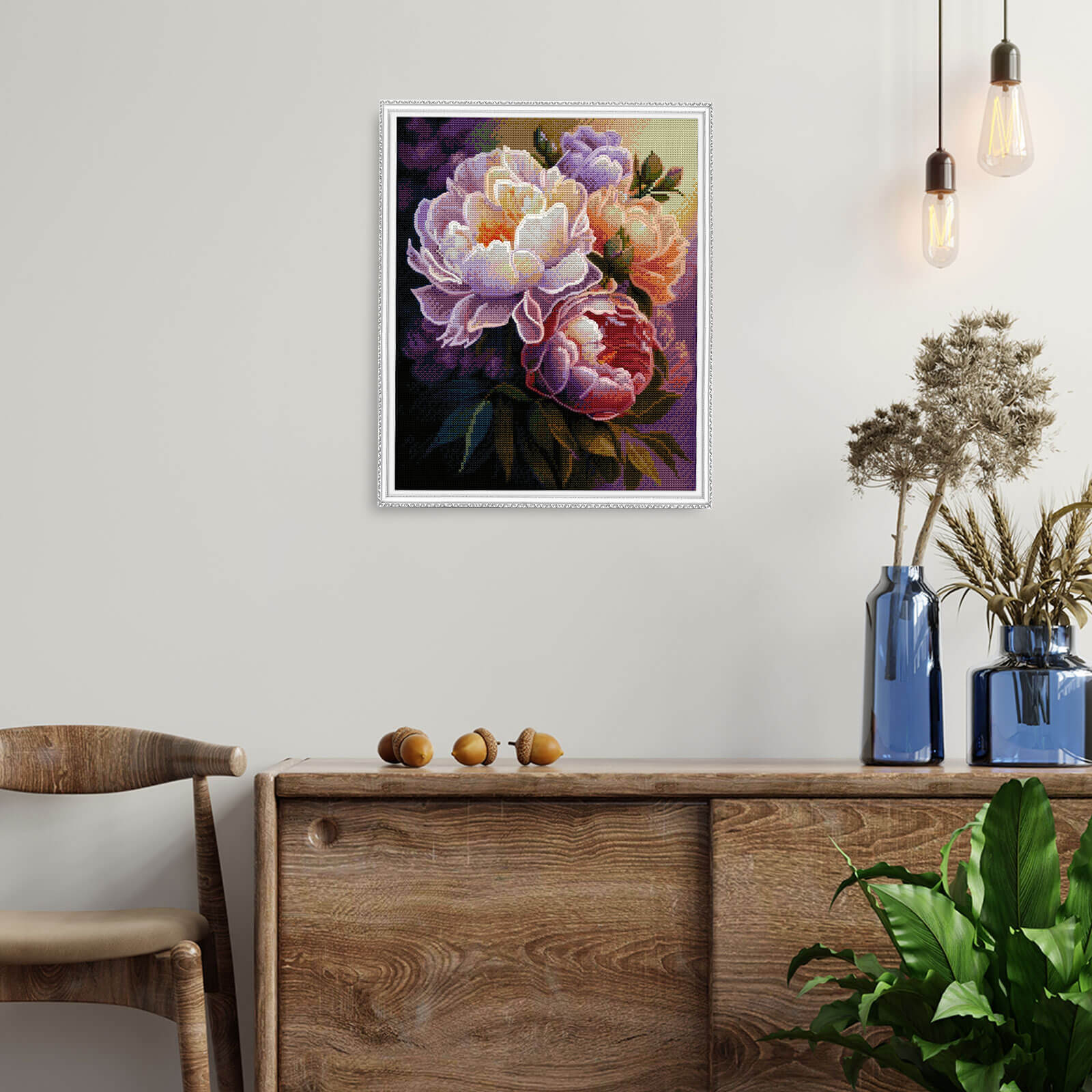 5D Diamond Painting 40x50 cm | Blossoming peonies (LG334e) – Diamond painting | Varvikas.Shop