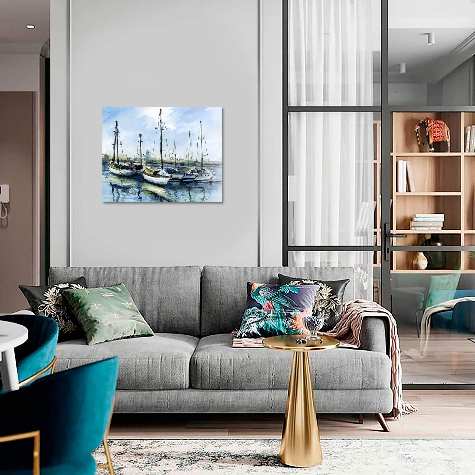 5D Diamond Painting 40x50 cm | Boats in Harbor (LG300e) – Diamond painting | Varvikas.Shop