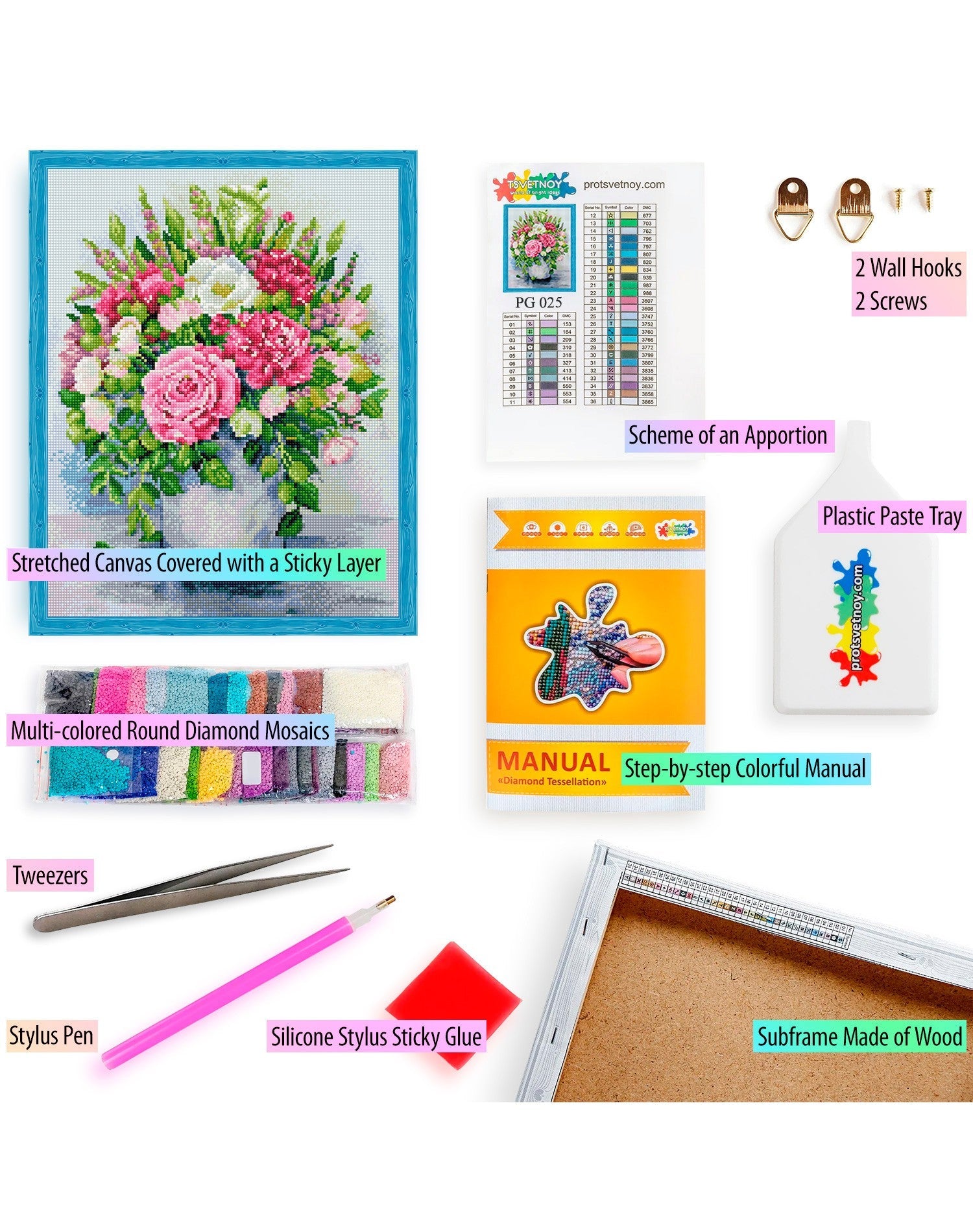 5D Diamond Painting 40x50 cm | Bright peonies with green fruits in a white vase (LG025e) – Diamond painting | Varvikas.Shop