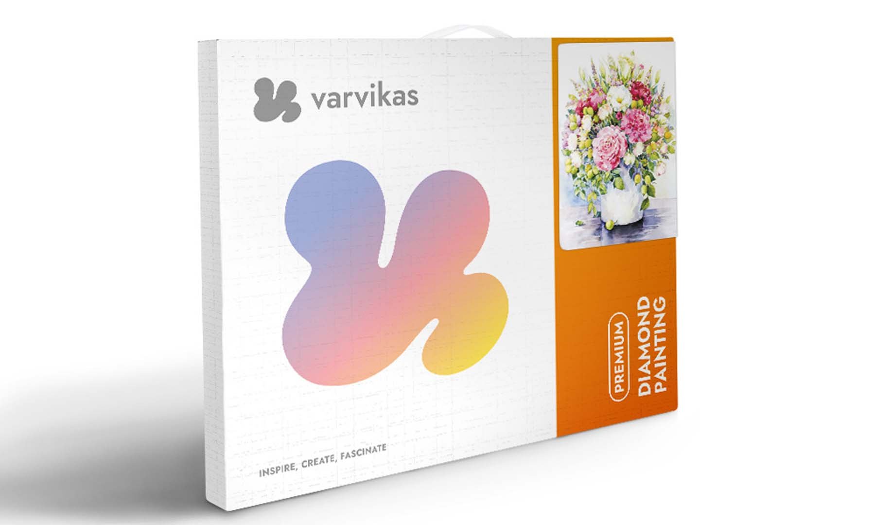 5D Diamond Painting 40x50 cm | Bright peonies with green fruits in a white vase (LG025e) – Diamond painting | Varvikas.Shop