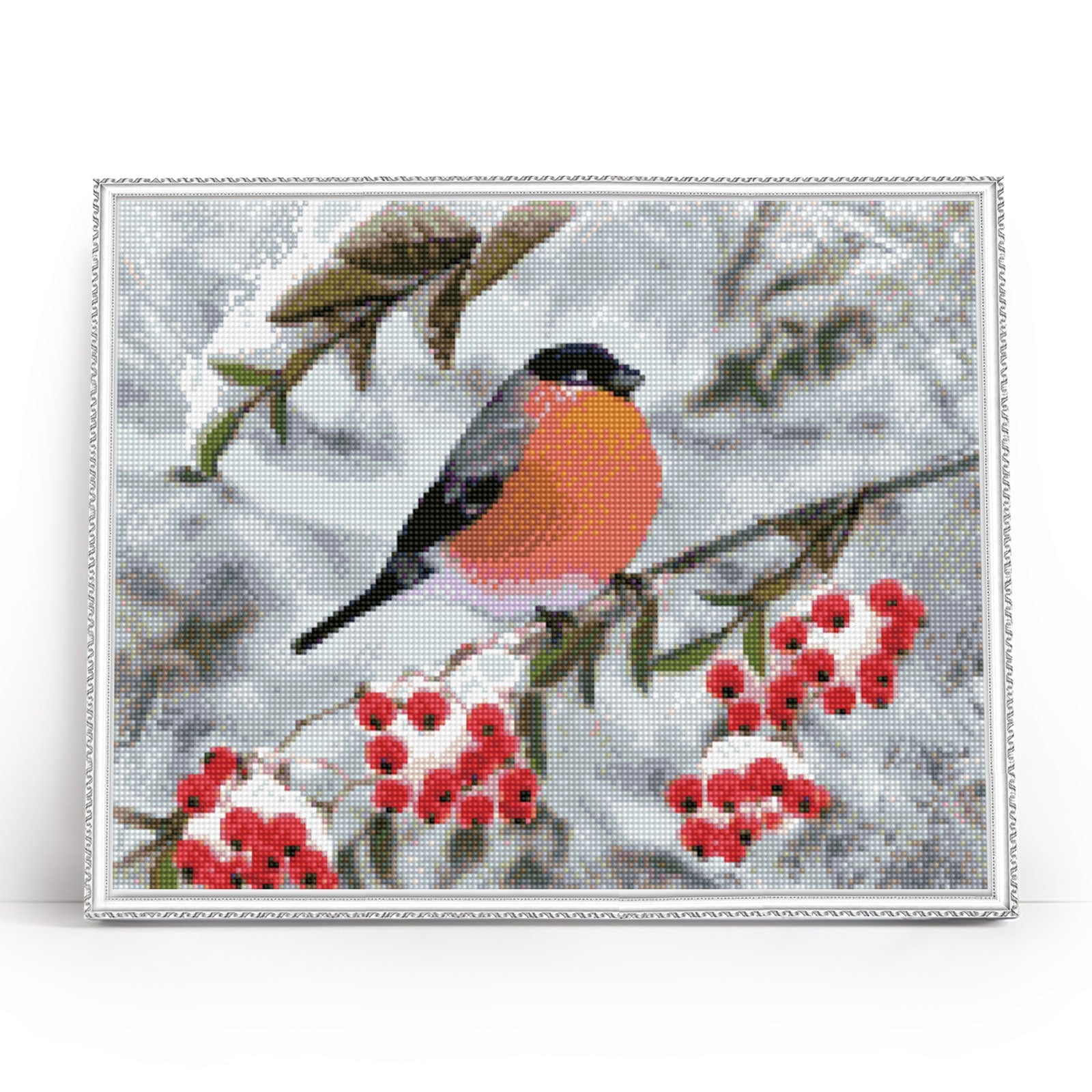 5D Diamond Painting 40x50 cm | Bullfinch with Berries (LG303e) – Diamond painting | Varvikas.Shop