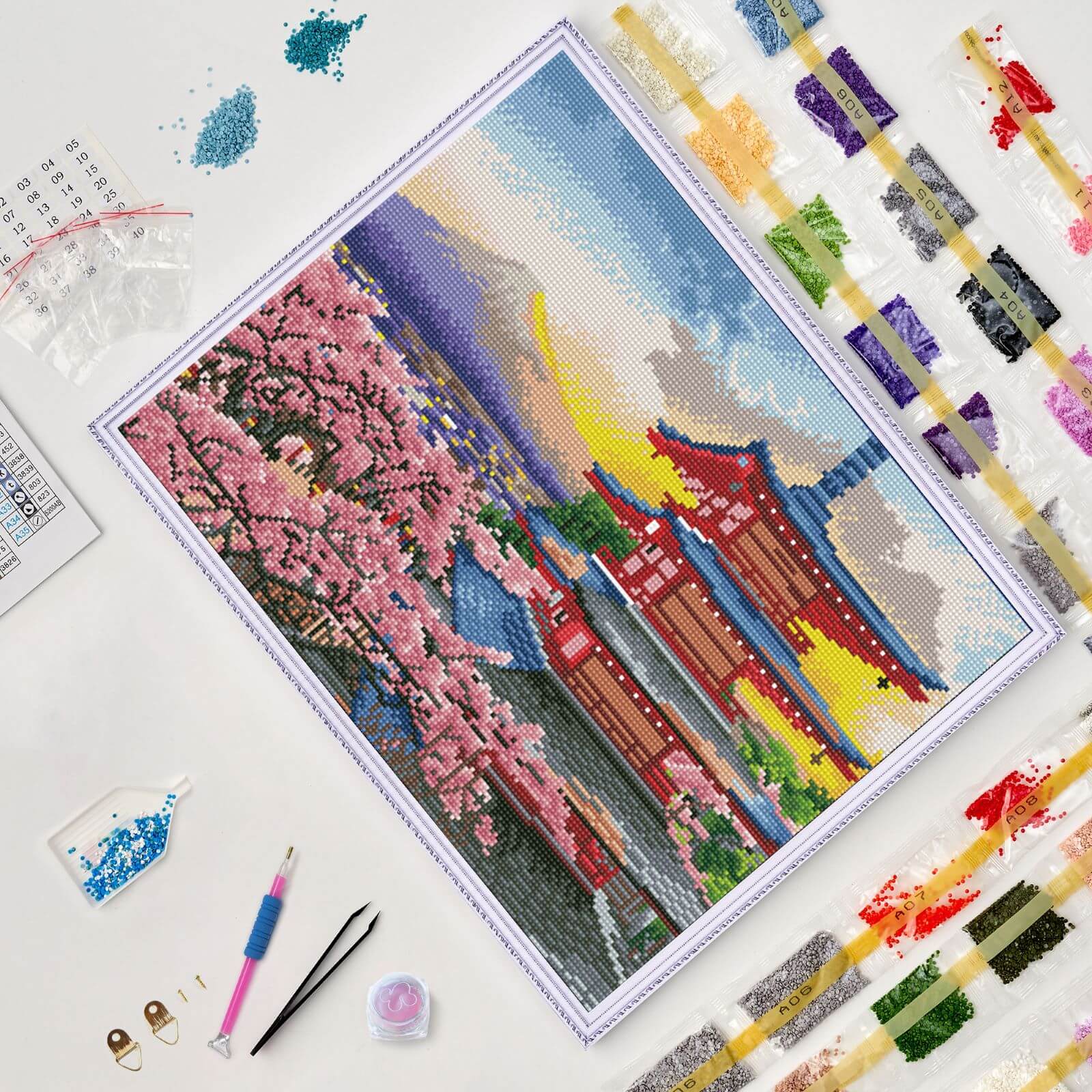 5D Diamond Painting 40x50 cm | Chureito Pagoda (LG201e) – Diamond painting | Varvikas.Shop