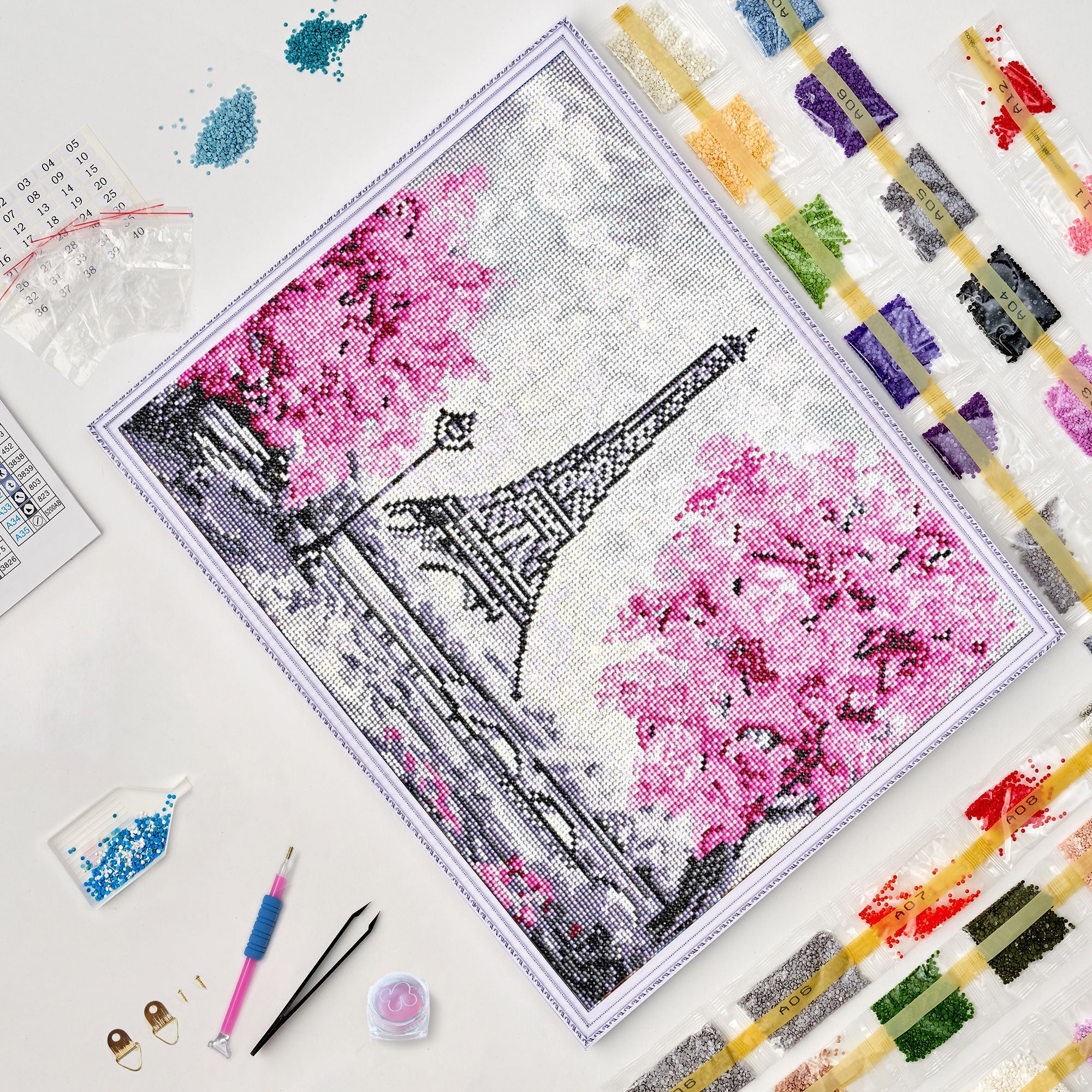 5D Diamond Painting 40x50 cm | Eiffel Tower in Bloom (LG255e) – Diamond painting | Varvikas.Shop