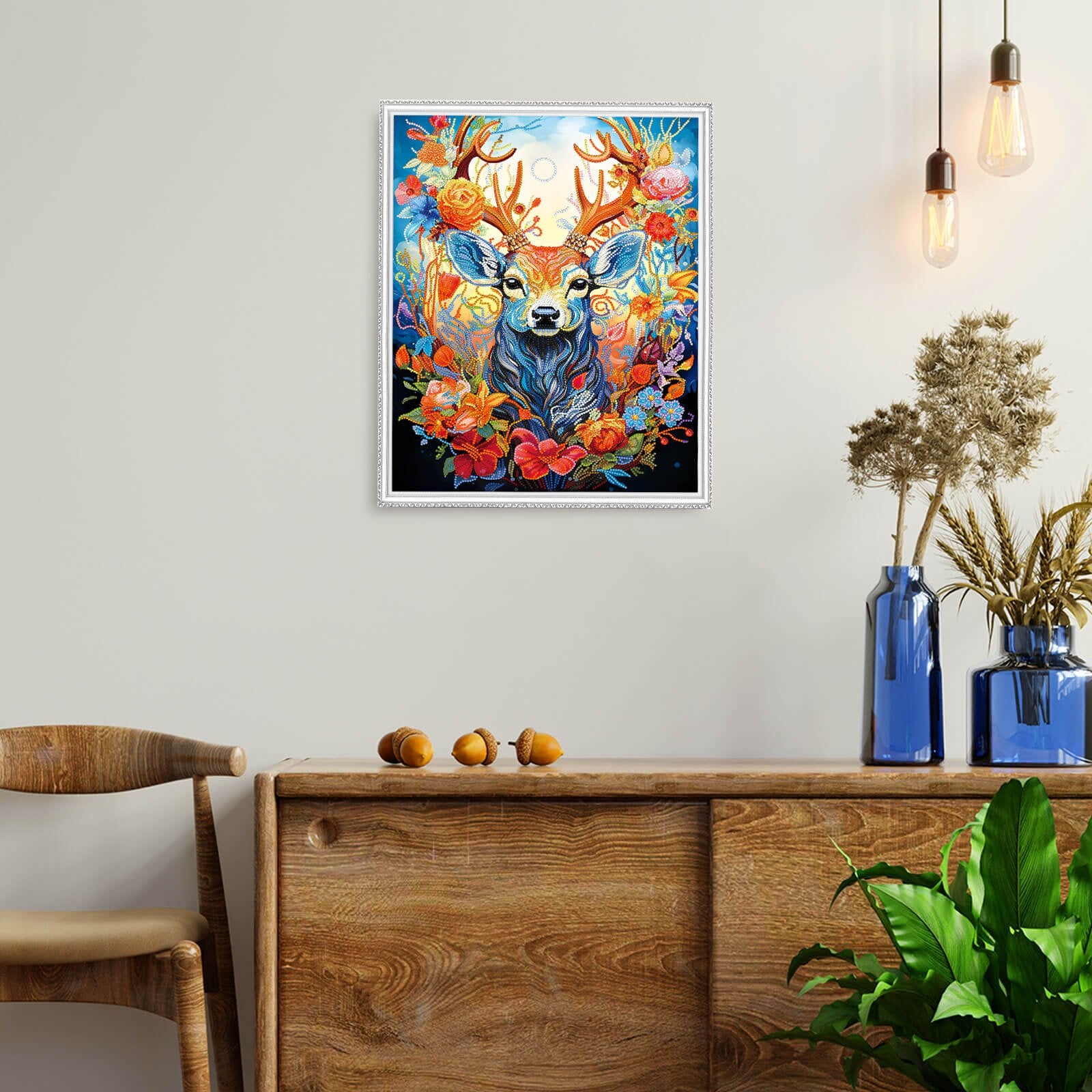 5D Diamond Painting 40x50 cm | Floral deer (LGPS007e) – Diamond painting | Varvikas.Shop