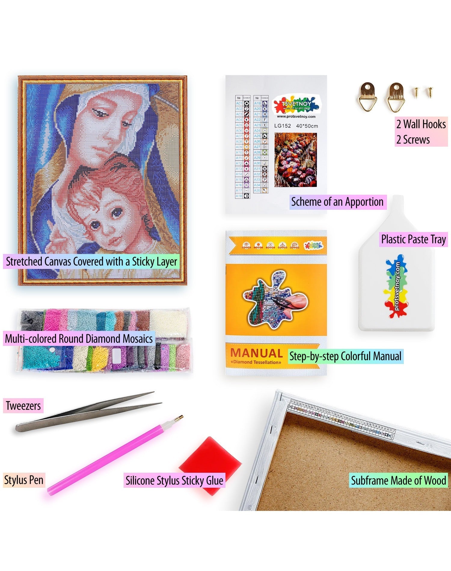 5D Diamond Painting 40x50 cm | Holy Mother (LG237e) – Diamond painting | Varvikas.Shop