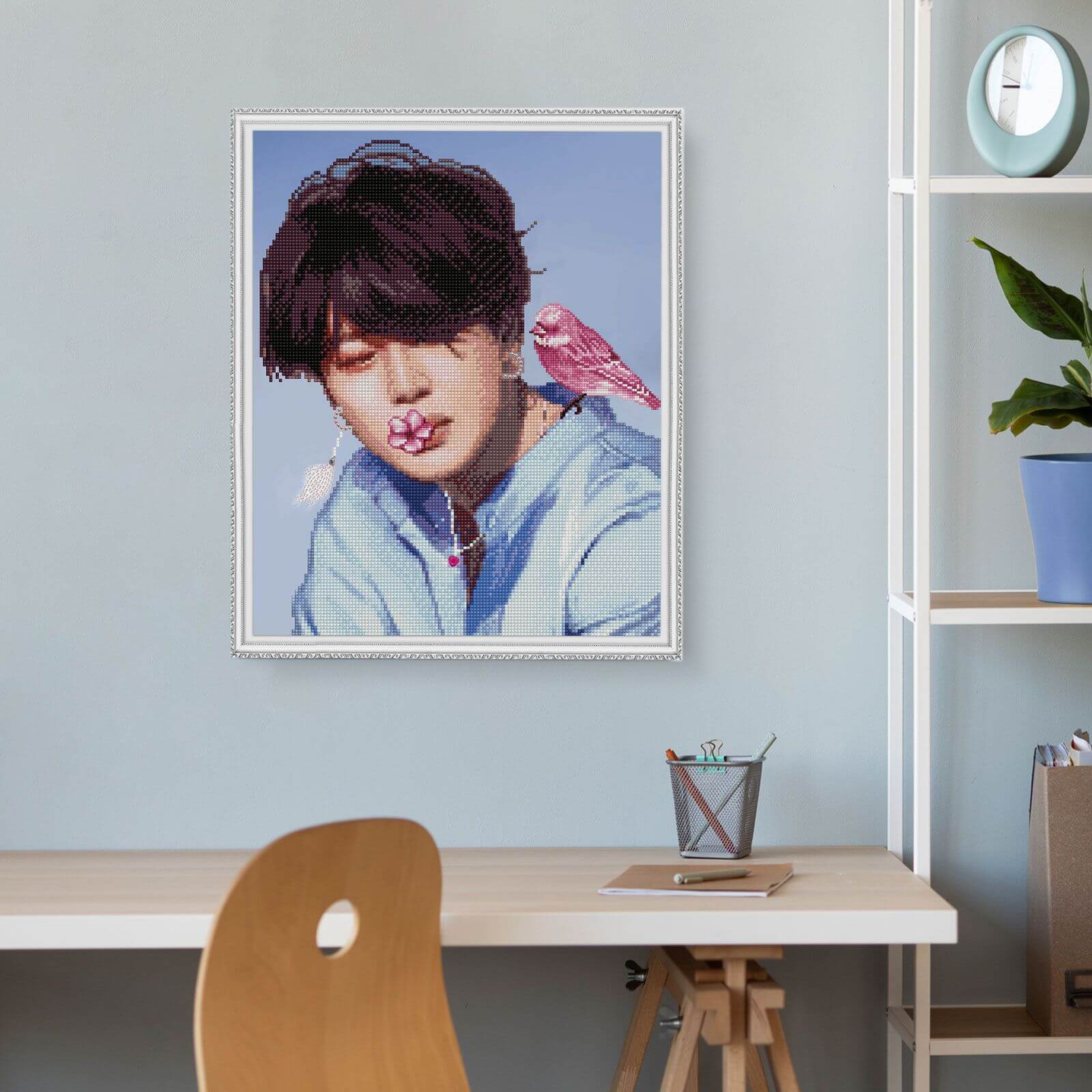 5D Diamond Painting 40x50 cm | Jimin with a bird (LG340e) – Diamond painting | Varvikas.Shop