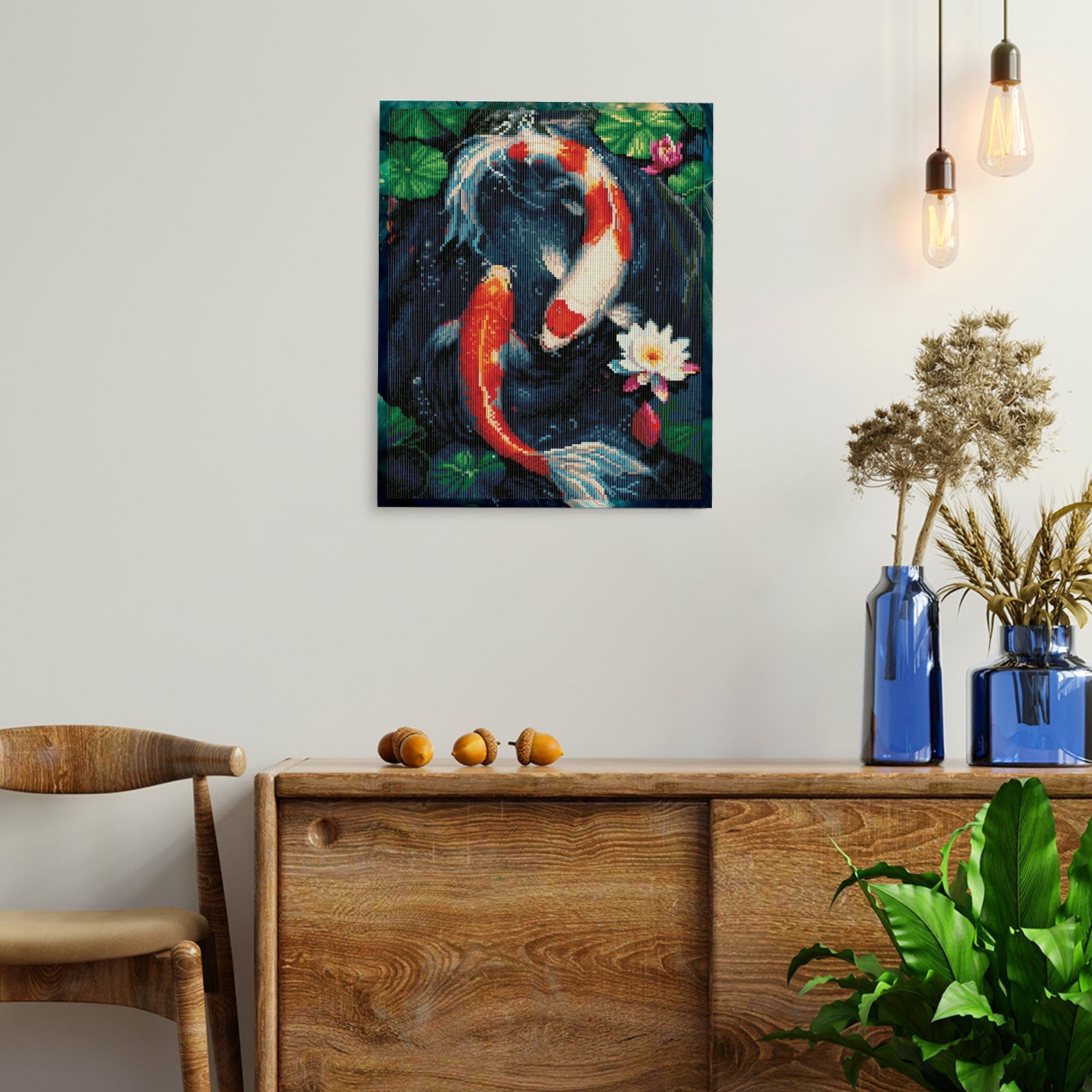 5D Diamond Painting 40x50 cm | Koi Carp Among Lotuses (LG360e) – Diamond painting | Varvikas.Shop