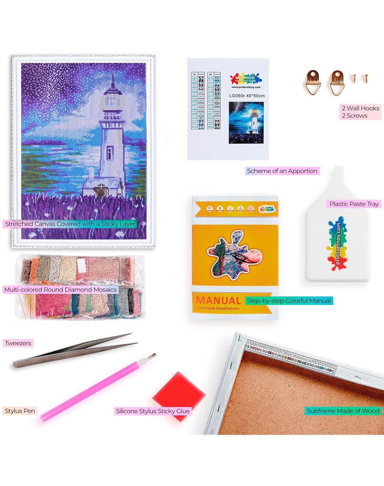 5D Diamond Painting 40x50 cm | Lighthouse in the Night (LG060e) – Diamond painting | Varvikas.Shop