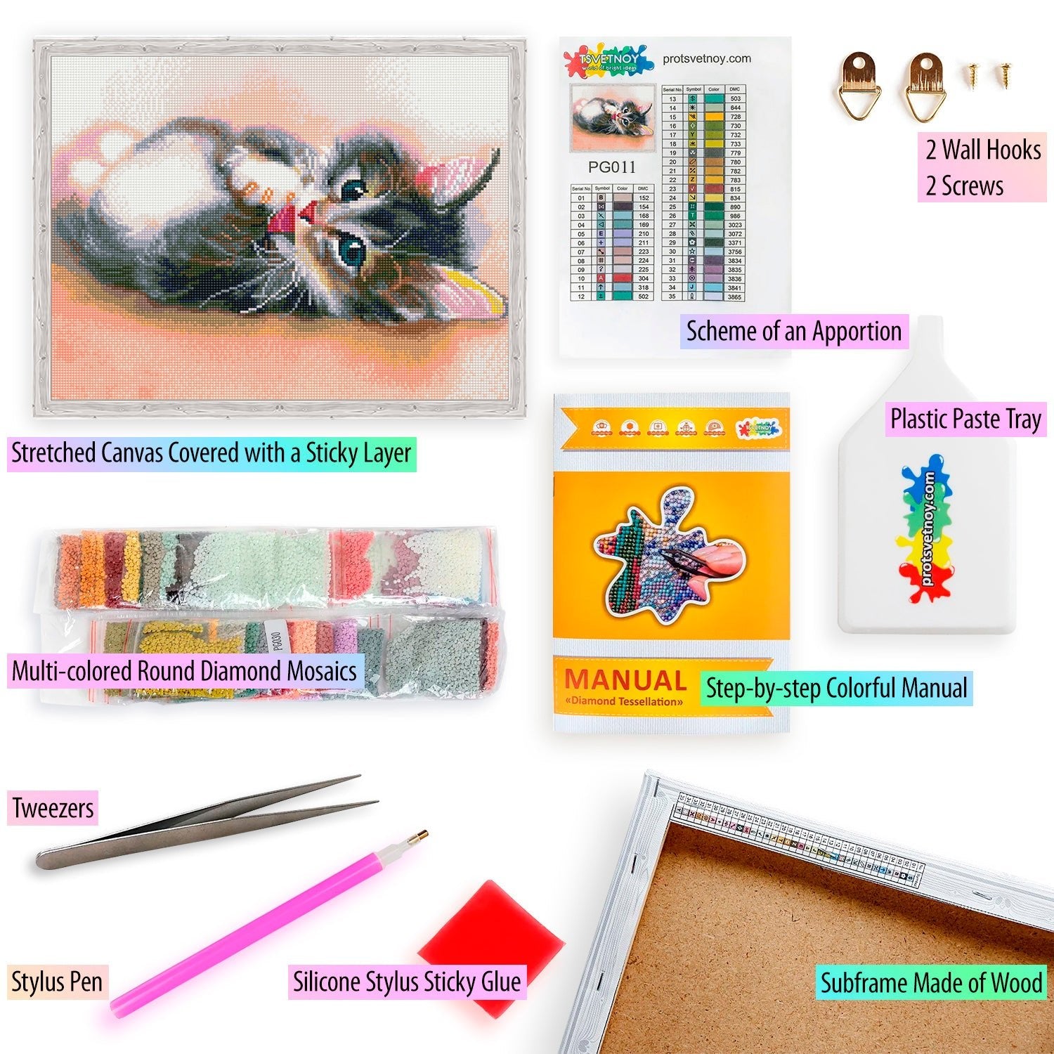 5D Diamond Painting 40x50 cm | Little Kitten (LG011e) – Diamond painting | Varvikas.Shop