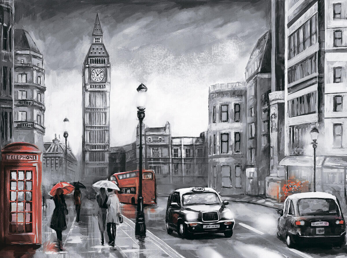 5D Diamond Painting 40x50 cm | London in the Rain (LG250e) – Diamond painting | Varvikas.Shop