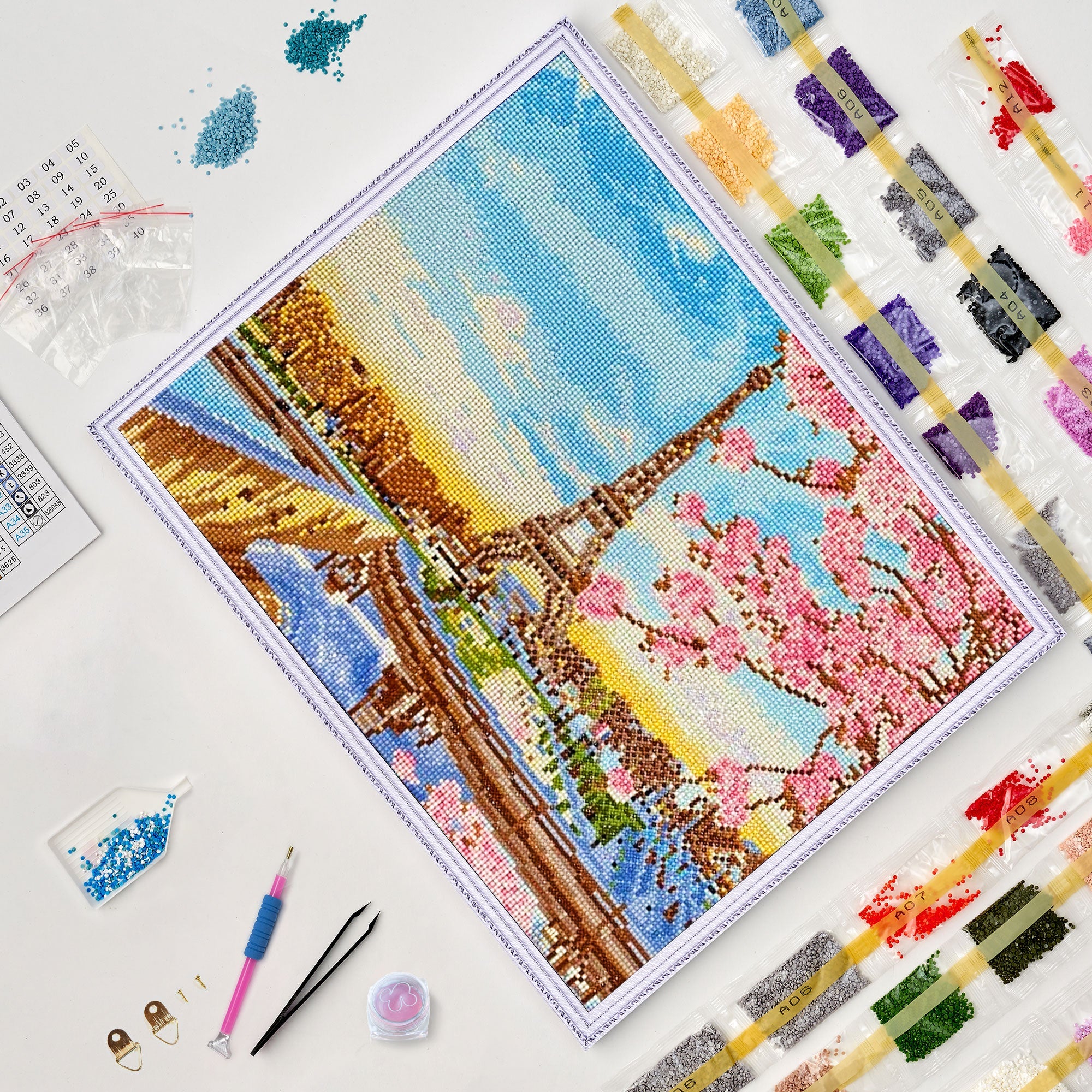 5D Diamond Painting 40x50 cm | Paris in Blossom (LG194e) – Diamond painting | Varvikas.Shop