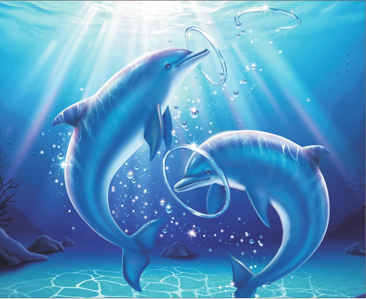 5D Diamond Painting 40x50 cm | Playing Dolphins (LG223e) – Diamond painting | Varvikas.Shop