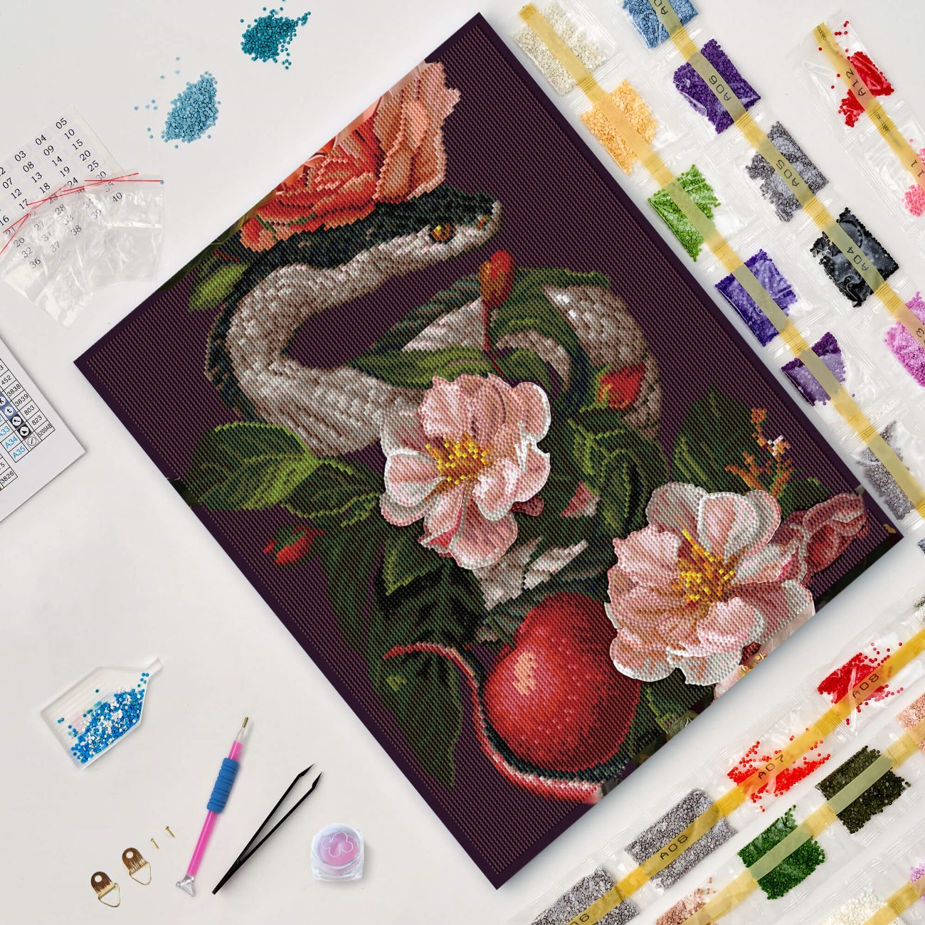 5D Diamond Painting 40x50 cm | Serpent in Bloom (LG357e) – Diamond painting | Varvikas.Shop