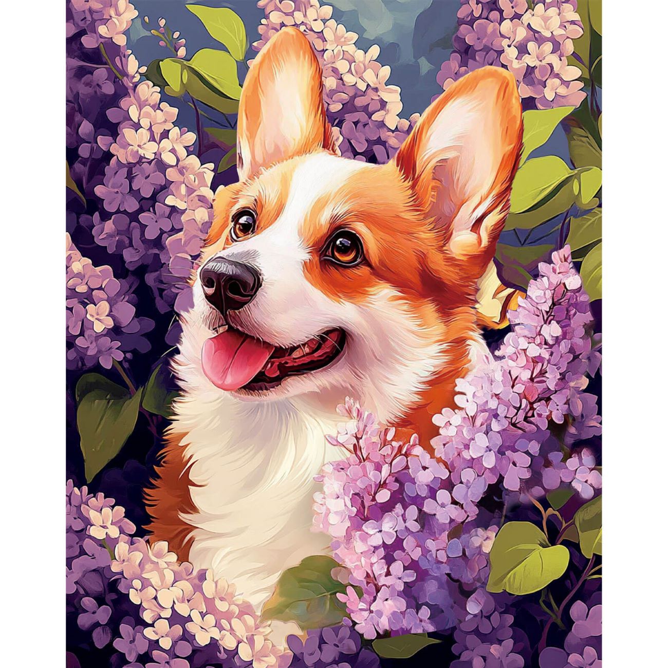 5D Diamond Painting 40x50 cm | Springtime Corgi (LG363e) – Diamond painting | Varvikas.Shop