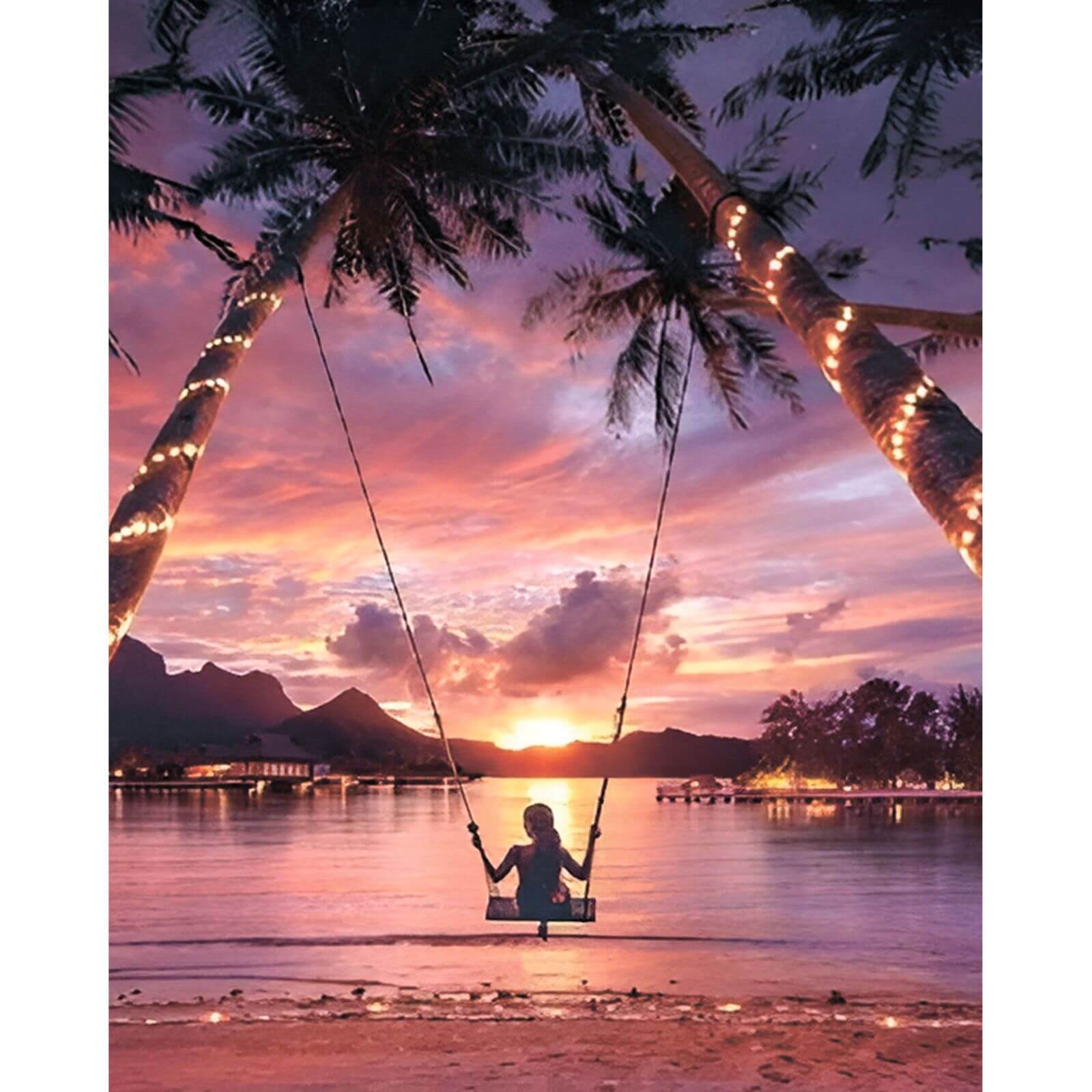5D Diamond Painting 40x50 cm | Swing in sunset (LG343e) – Diamond painting | Varvikas.Shop