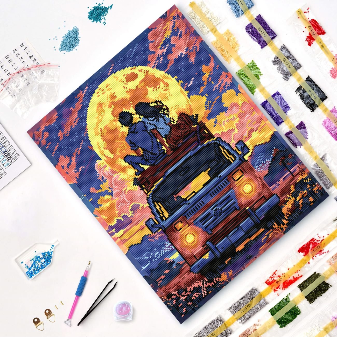 5D Diamond Painting 40x50 cm | Under the Full Moon (LG366e) – Diamond painting | Varvikas.Shop