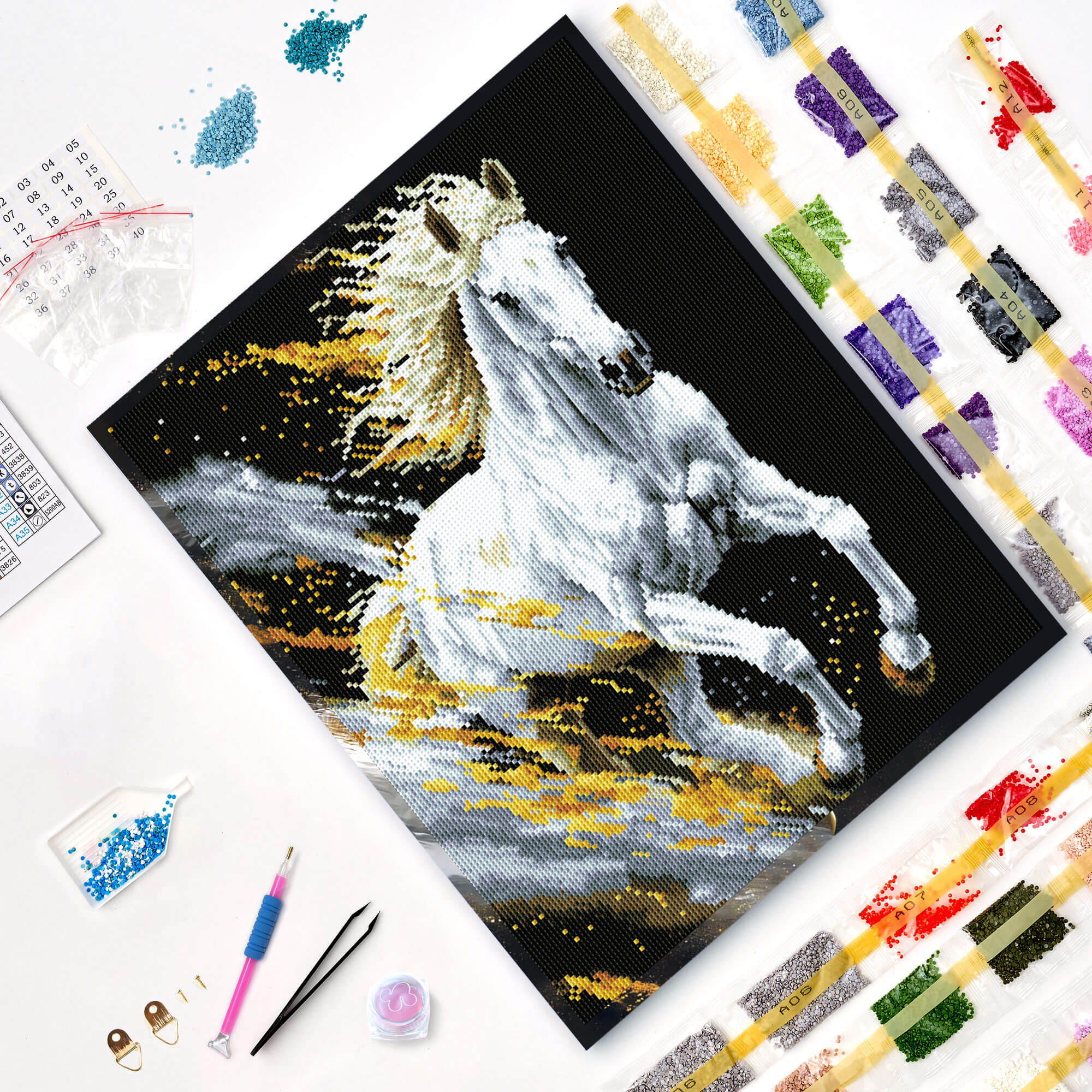 5D Diamond Painting 40x50 cm | White Steed (LG383e) – Diamond painting | Varvikas.Shop