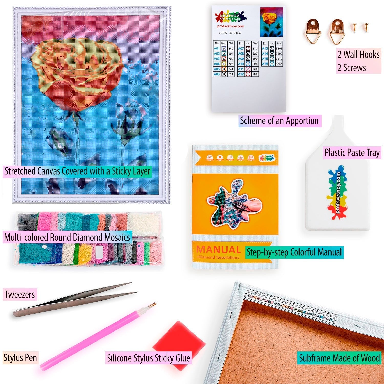 5D Diamond Painting 40x50 cm | Yellow Rose (LG227e) – Diamond painting | Varvikas.Shop