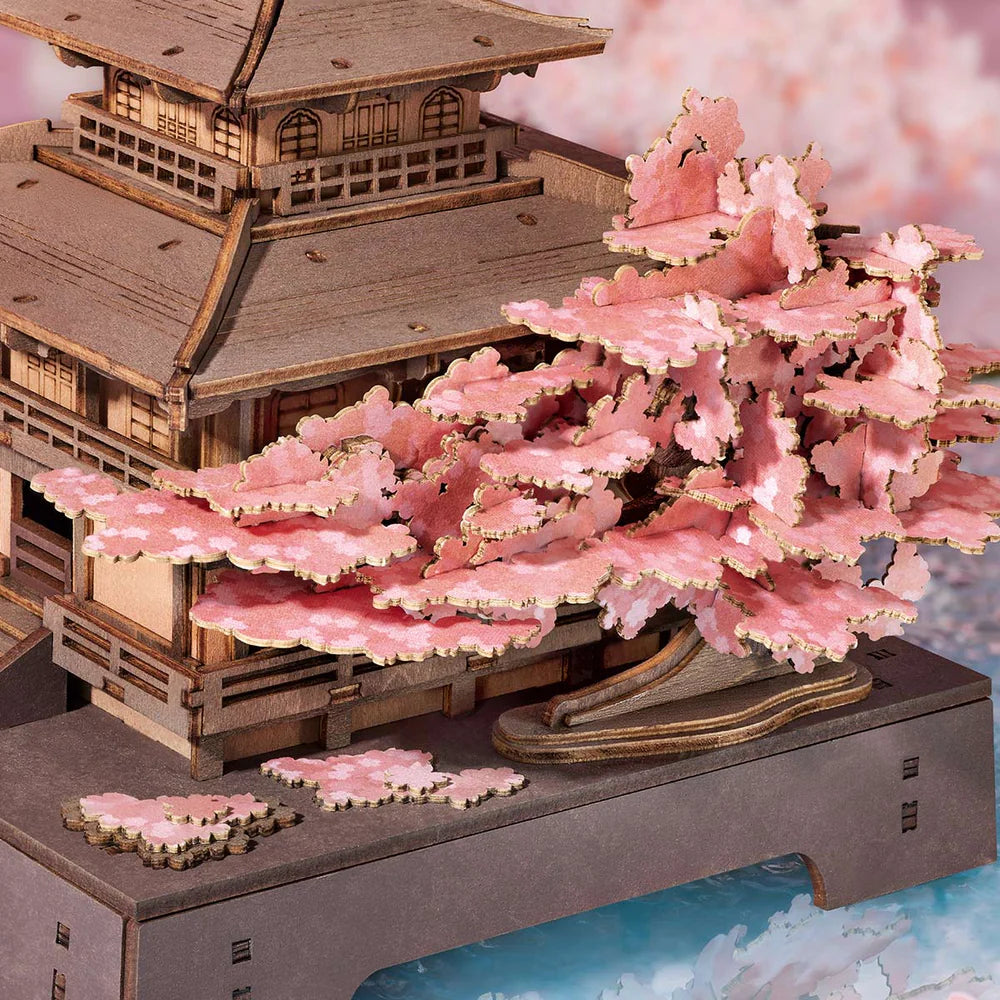3D Wooden Mechanical Puzzle Kit, Sakura Pavilion (TGA07)