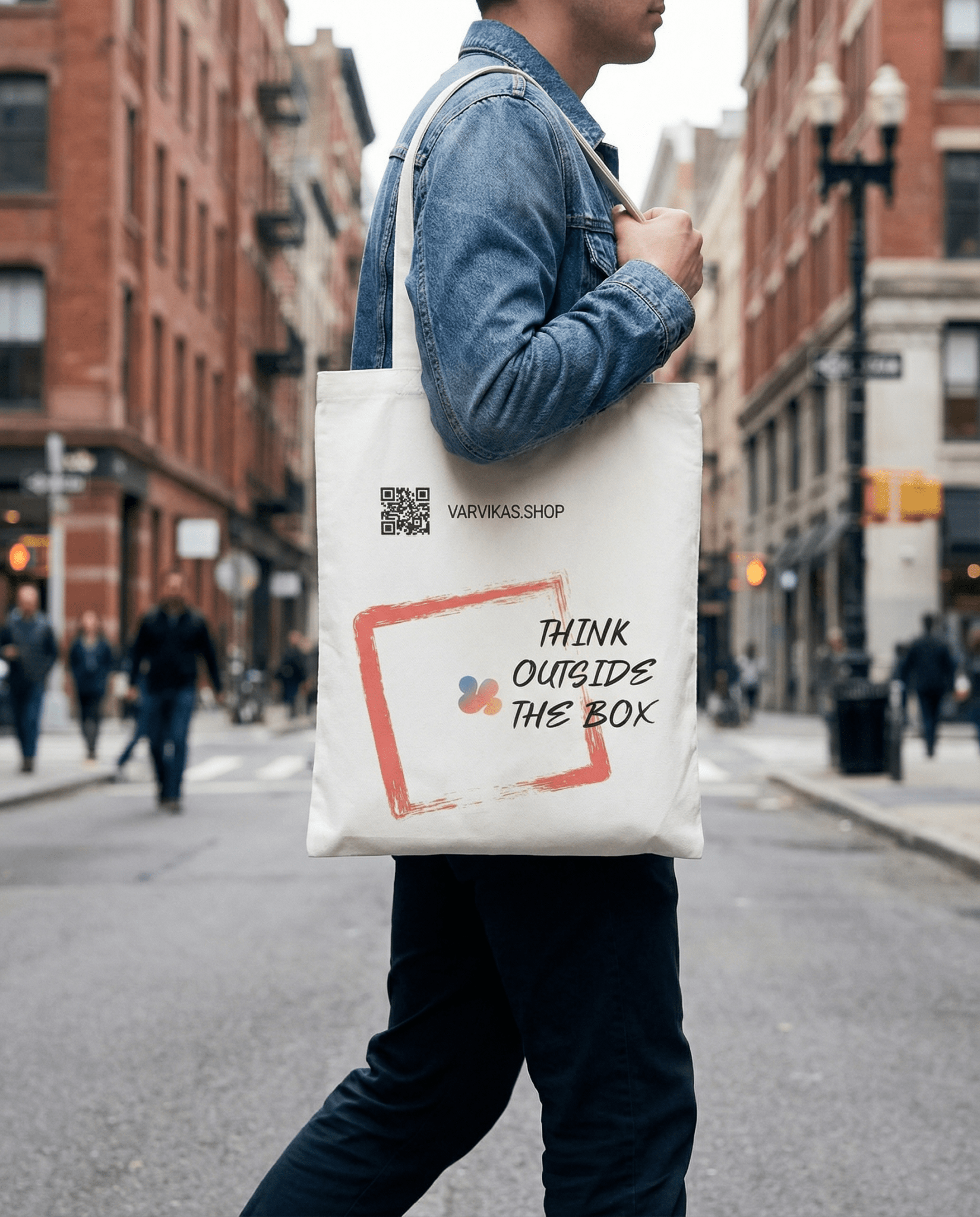 Canvas Tote Bag “Think outside the box” – Accessories | Varvikas.Shop