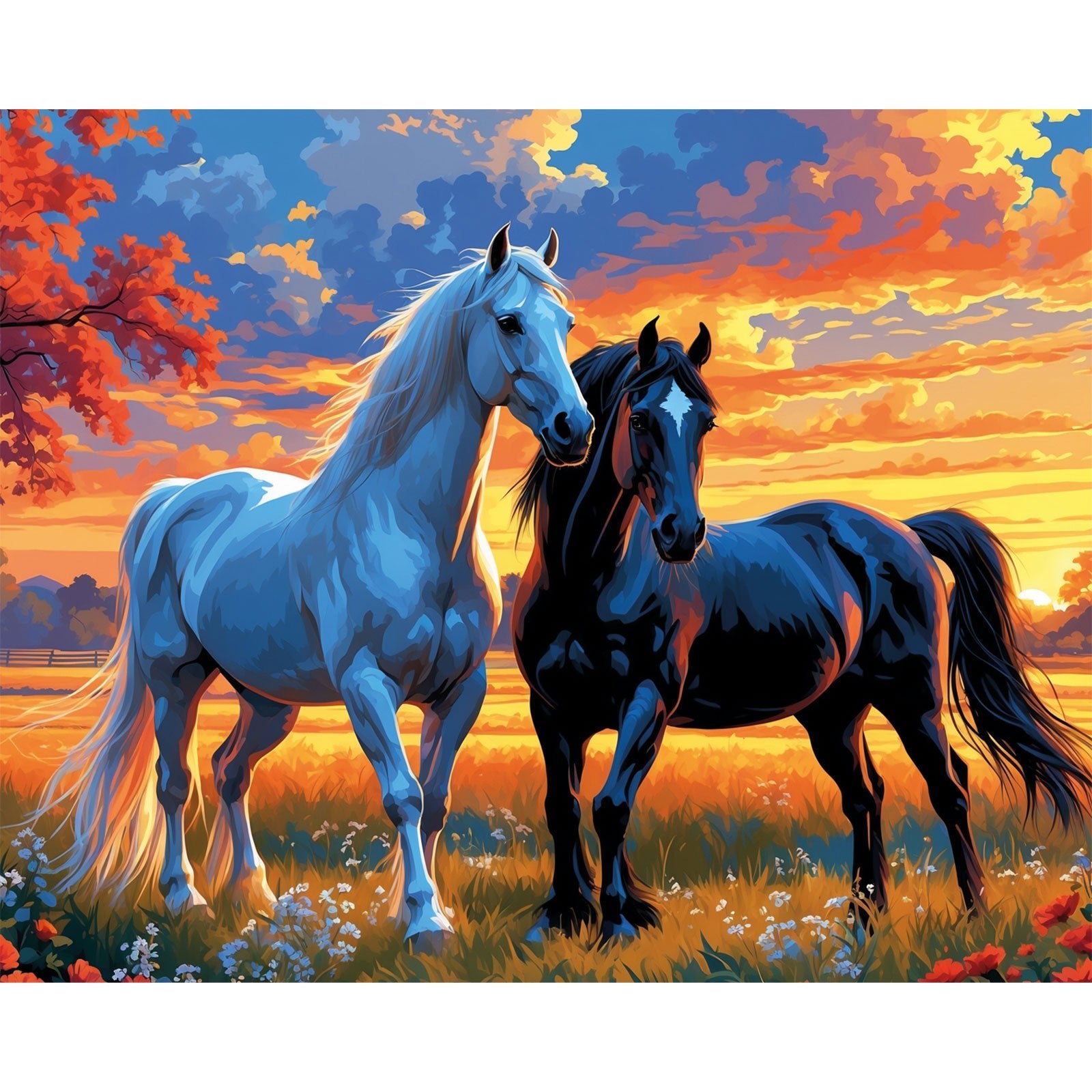 Diamond Painting - LG393e - Sunset Stallions – Diamond painting | Varvikas.Shop