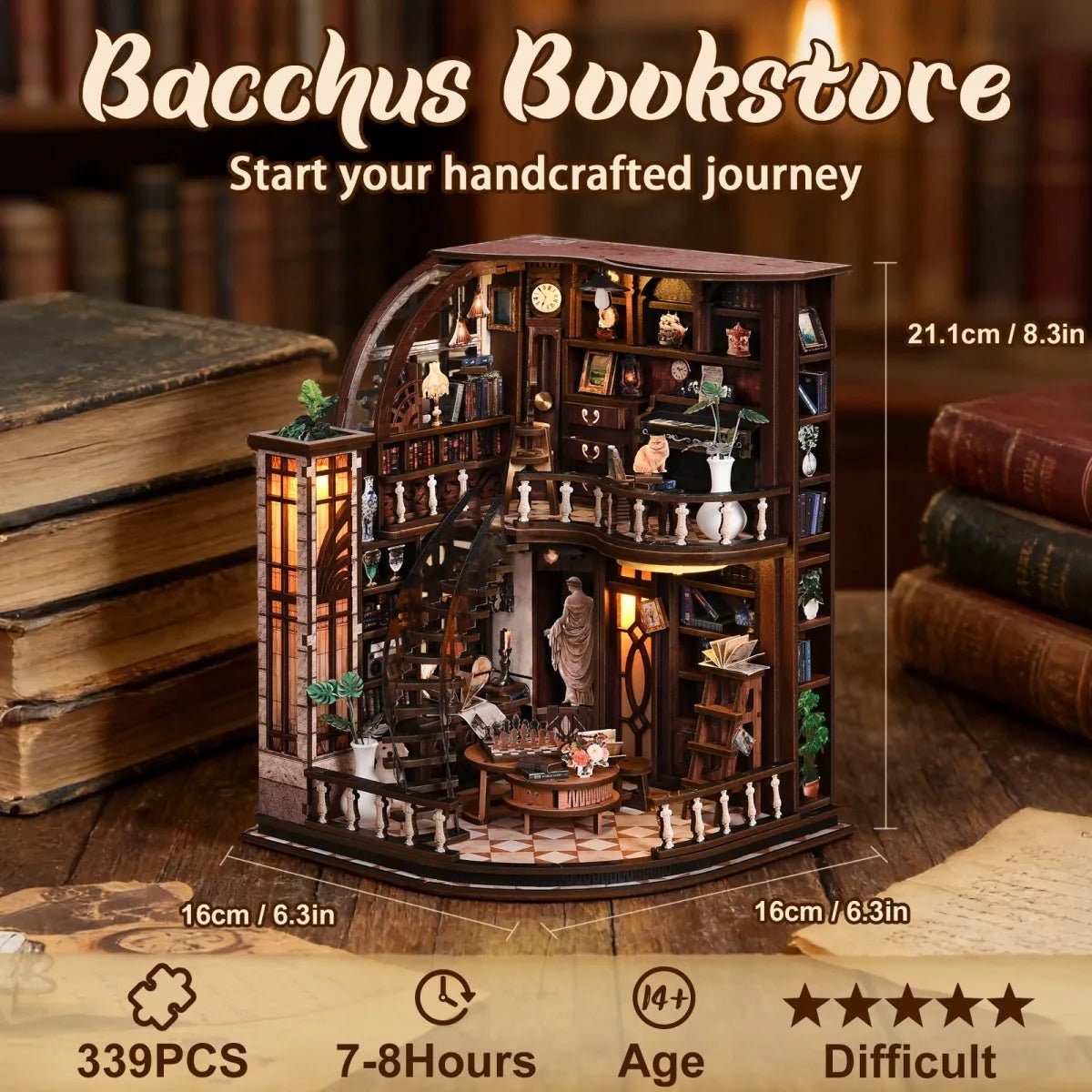 DIY Book Nook Kit (RoomBox), Bacchus Bookstore (AW02005) – Roombox | Varvikas