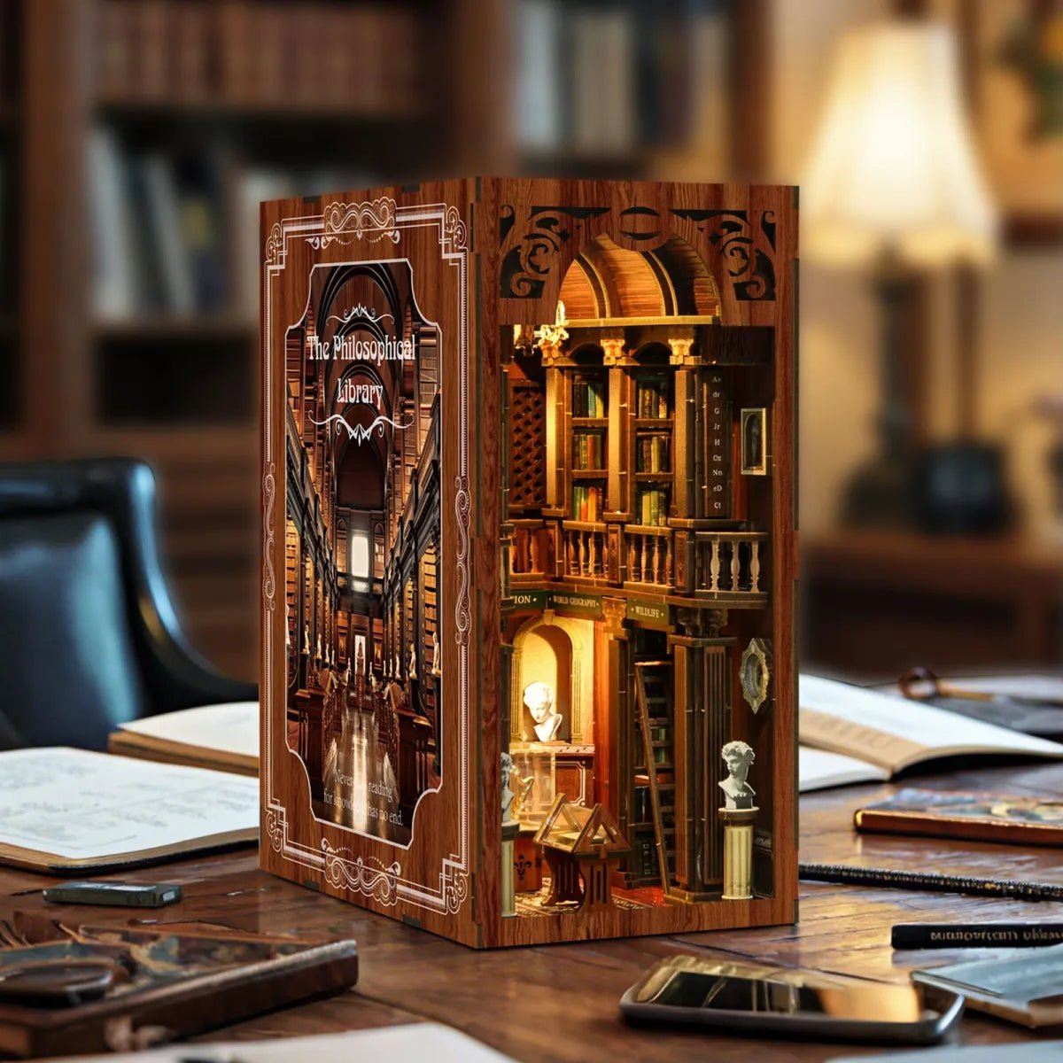 DIY Book Nook Kit (RoomBox), The Philosophical Library (BV02014) – Roombox | Varvikas