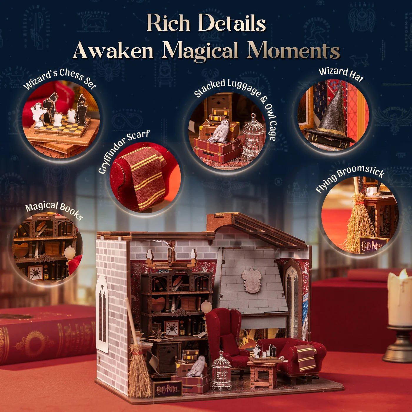 DIY Miniature House Kit (RoomBox), Gryffindor Common Room (1621) – Roombox | Varvikas