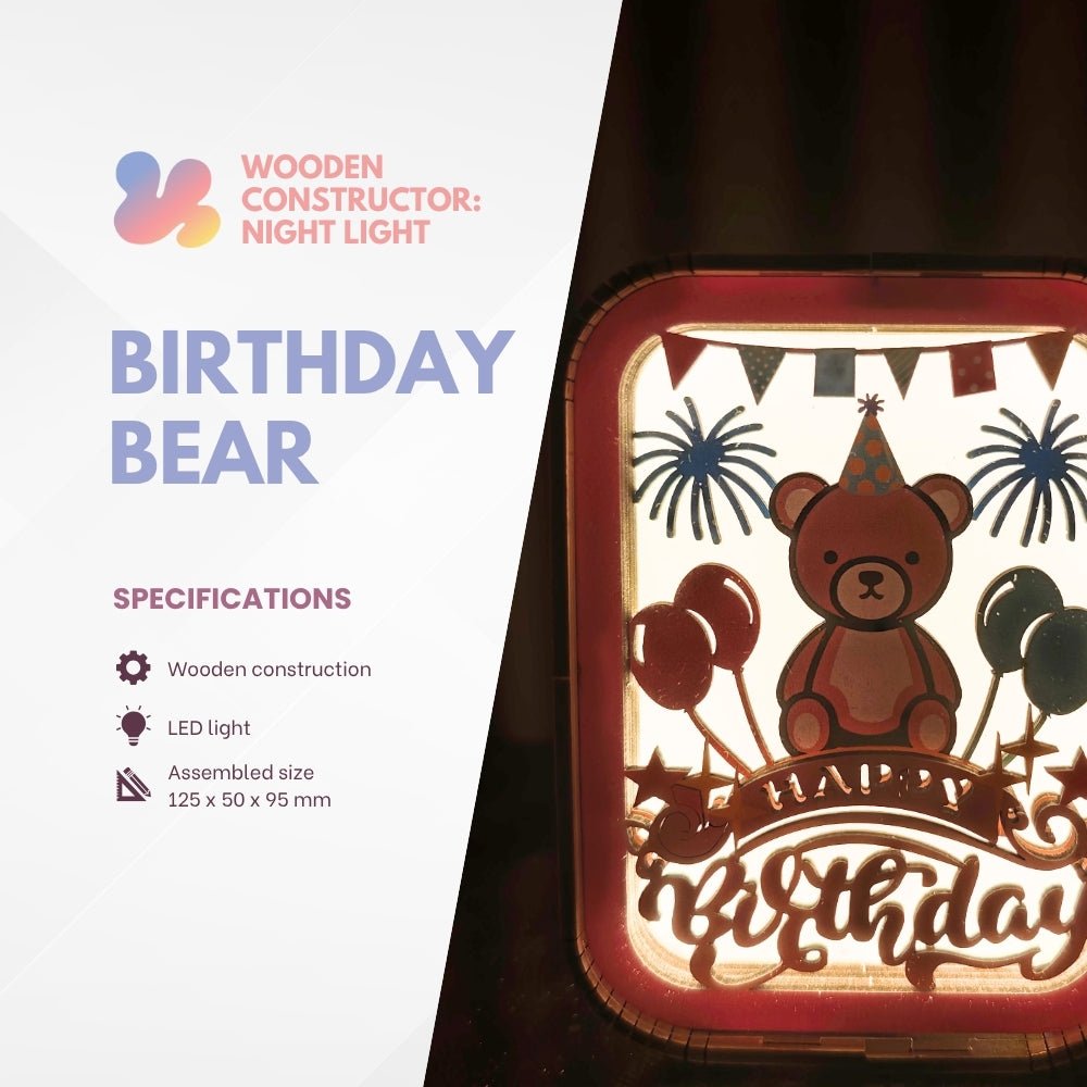 OC006e - Birthday Bear – Wooden constructors | Varvikas.Shop