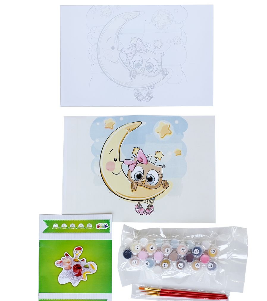 Paint by Numbers 20x30 cm | Baby on the moon (MC1082e) – Painting by numbers | Varvikas.Shop