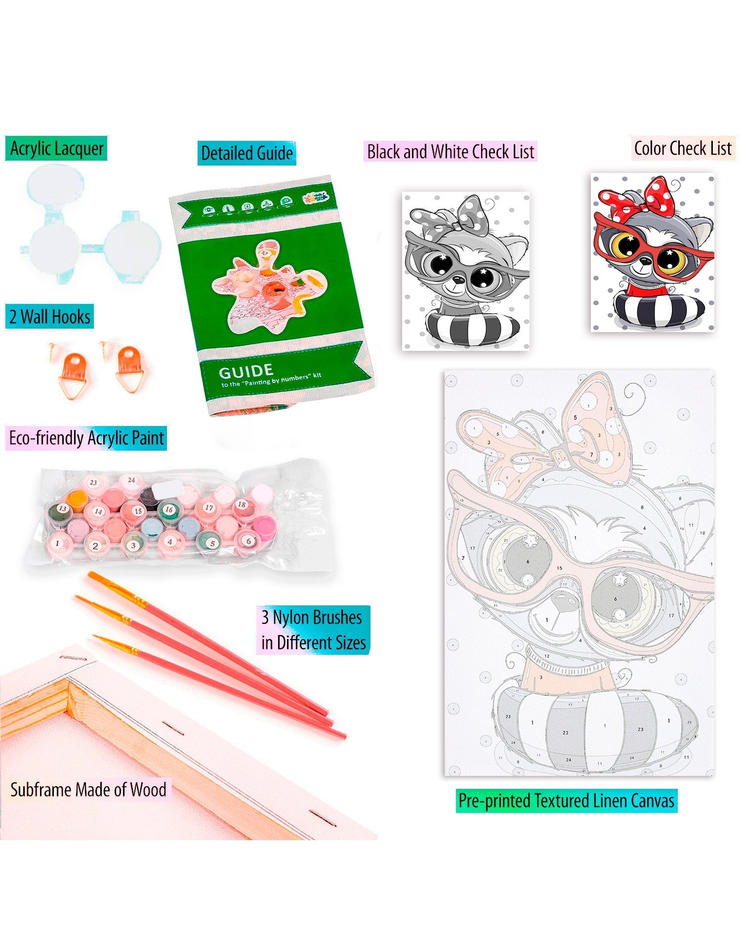 Paint by Numbers 20x30 cm | Baby Raccoon (MC1096e) – Painting by numbers | Varvikas.Shop