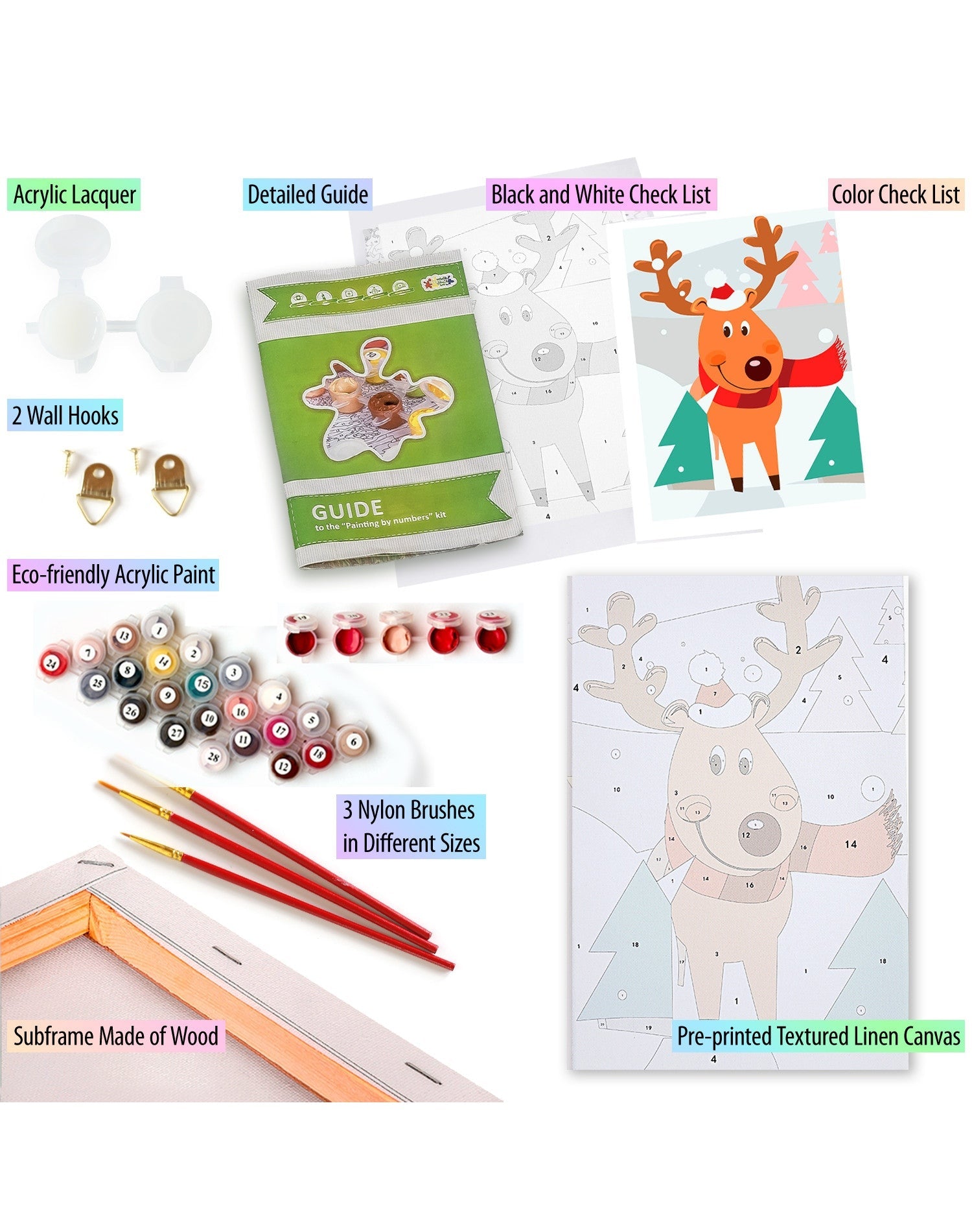 Paint by Numbers 20x30 cm | Christmas Reindeer (MC1091e) – Painting by numbers | Varvikas.Shop