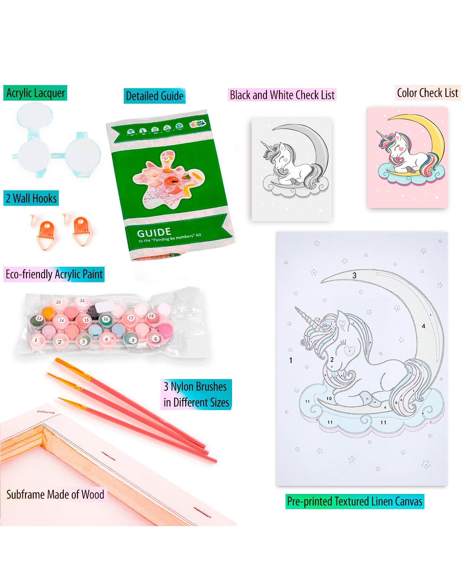 Paint by Numbers 20x30 cm | Dreaming Baby Unicorn (MC1098e) – Painting by numbers | Varvikas.Shop