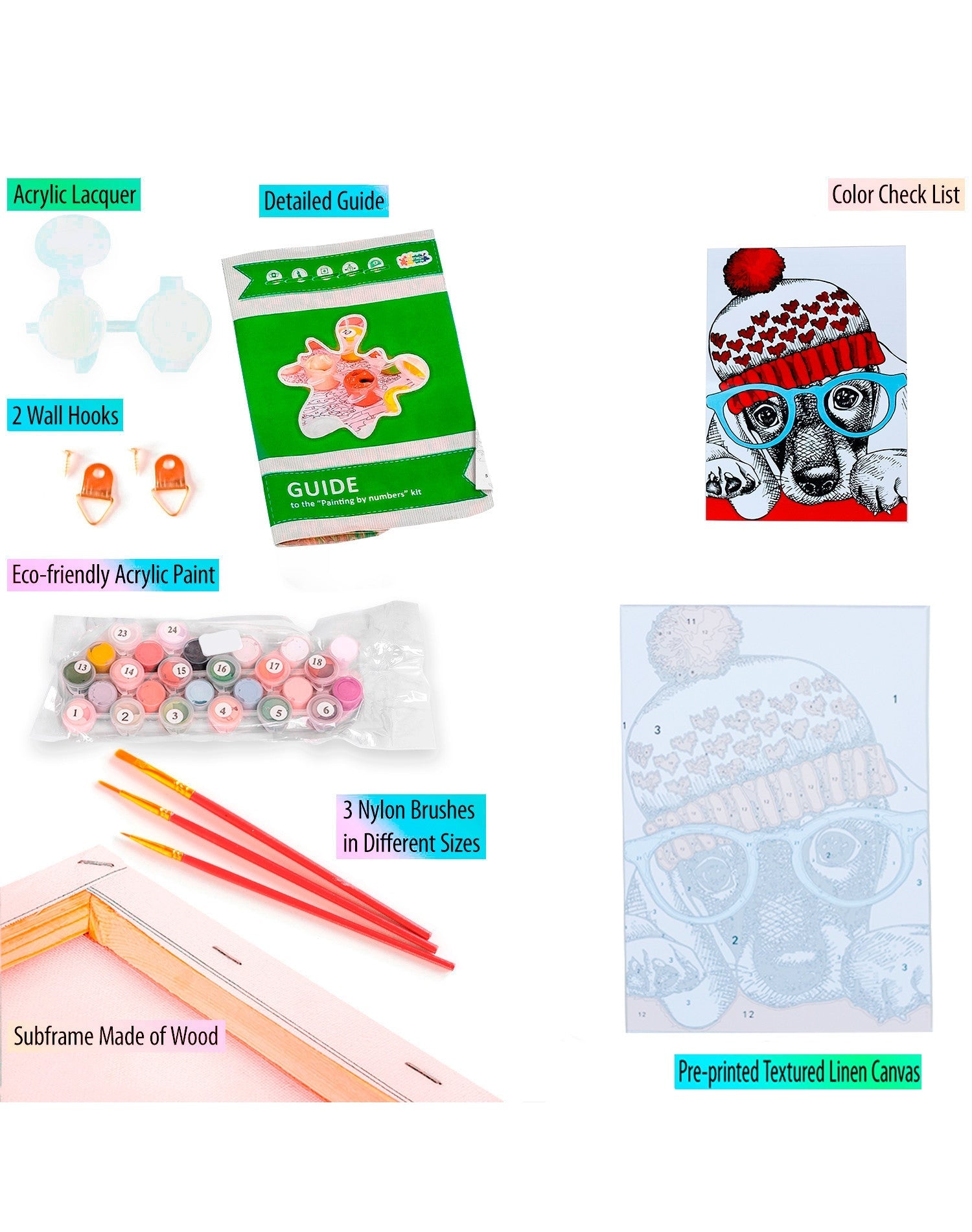 Paint by Numbers 20x30 cm | Fashionable dog (MC1079e) – Painting by numbers | Varvikas.Shop