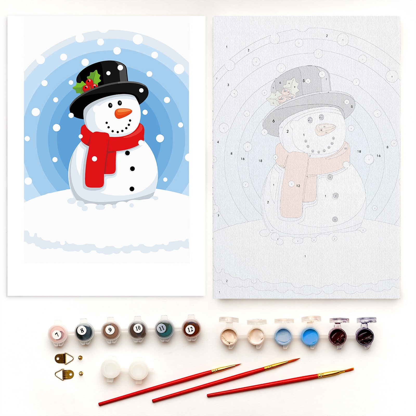 Paint by Numbers 20x30 cm | Happy Snowman (MC1090e) – Painting by numbers | Varvikas.Shop