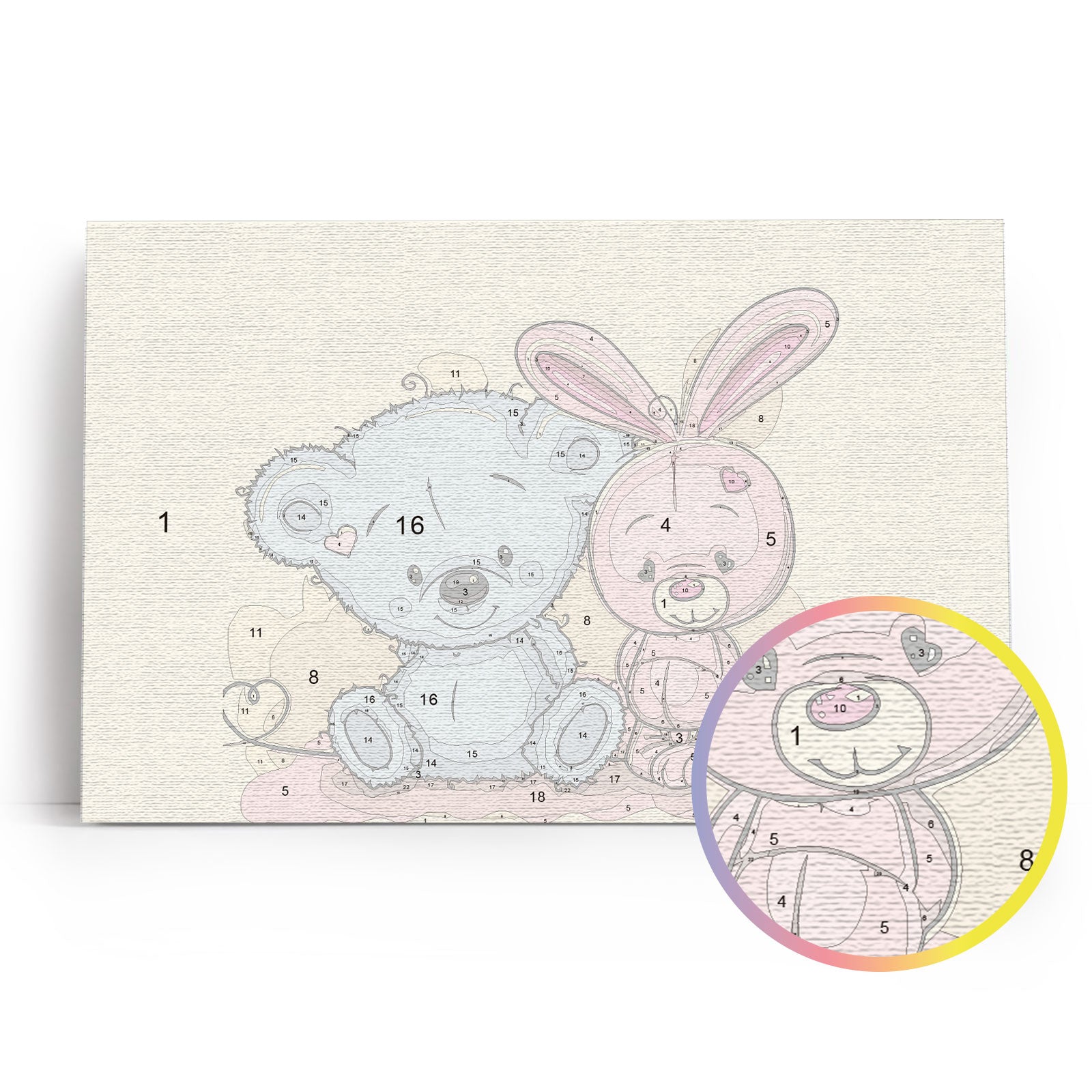 Paint by Numbers 20x30 cm | Little Bear and Little Bunny (MC1078e) – Painting by numbers | Varvikas.Shop