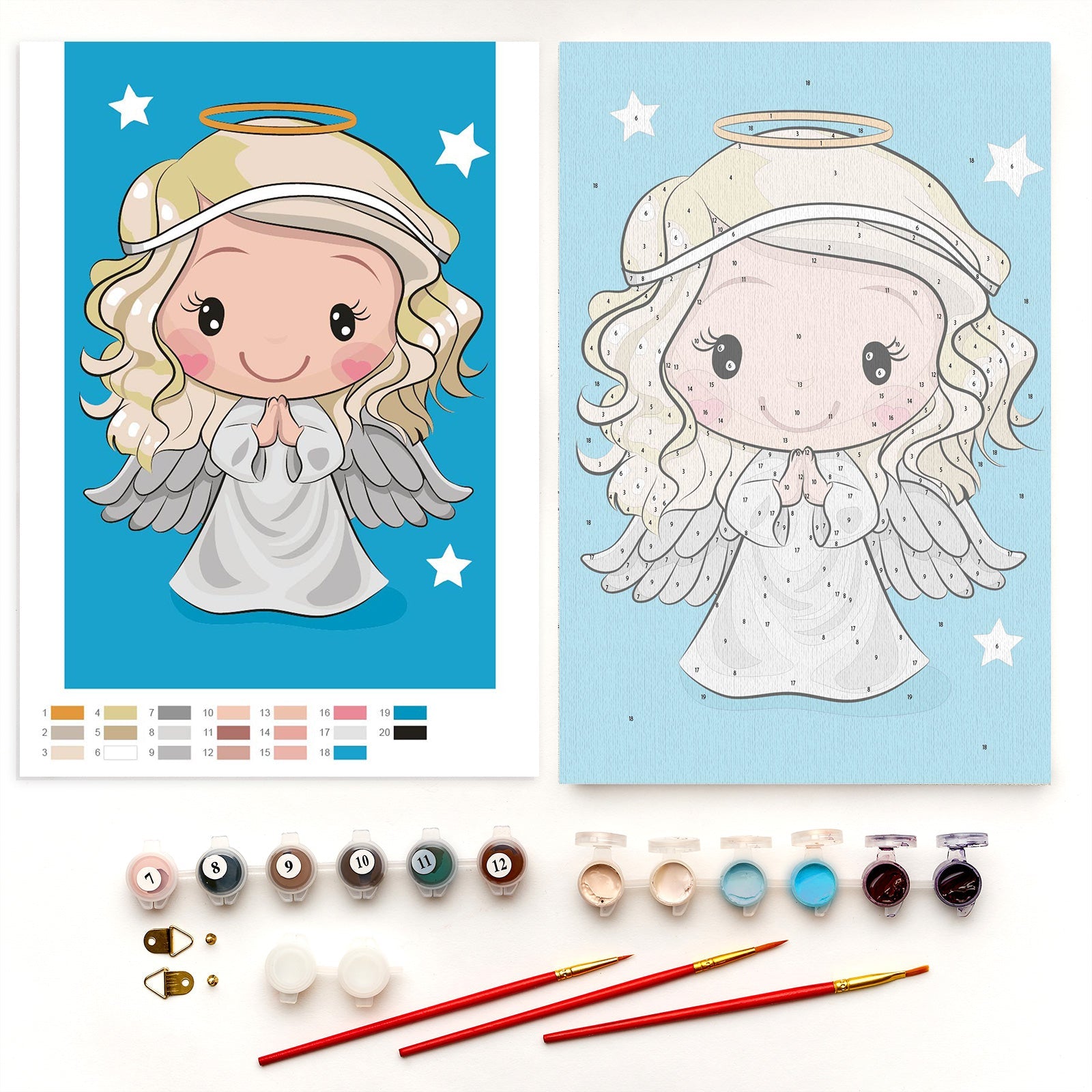 Paint by Numbers 20x30 cm | Little white angel (MC1113e) – Painting by numbers | Varvikas.Shop