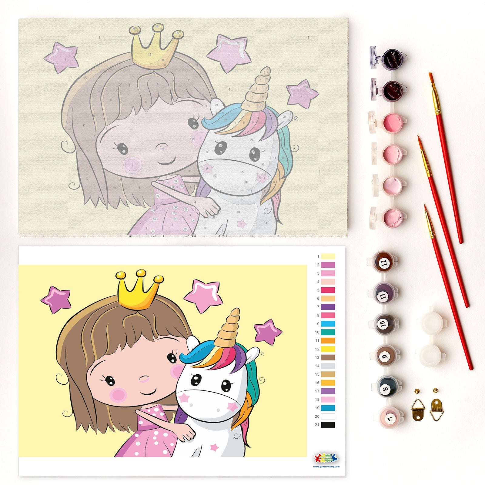 Paint by Numbers 20x30 cm | Princess with a Small Unicorn (MC1103e) – Painting by numbers | Varvikas.Shop