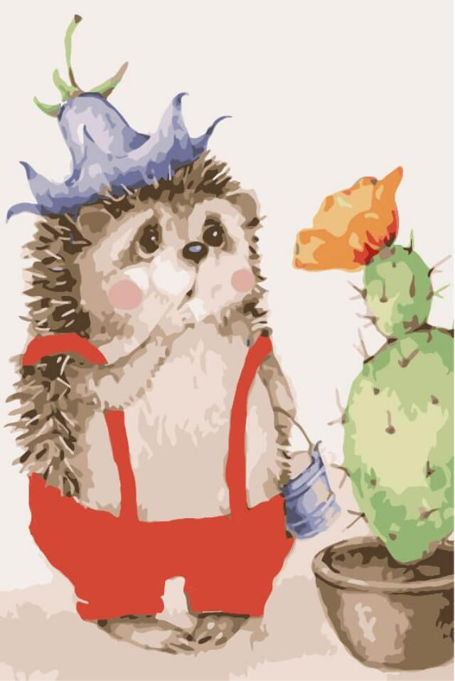 Paint by Numbers 20x30 cm | Surprised Hedgehog (MC1074e) – Painting by numbers | Varvikas.Shop