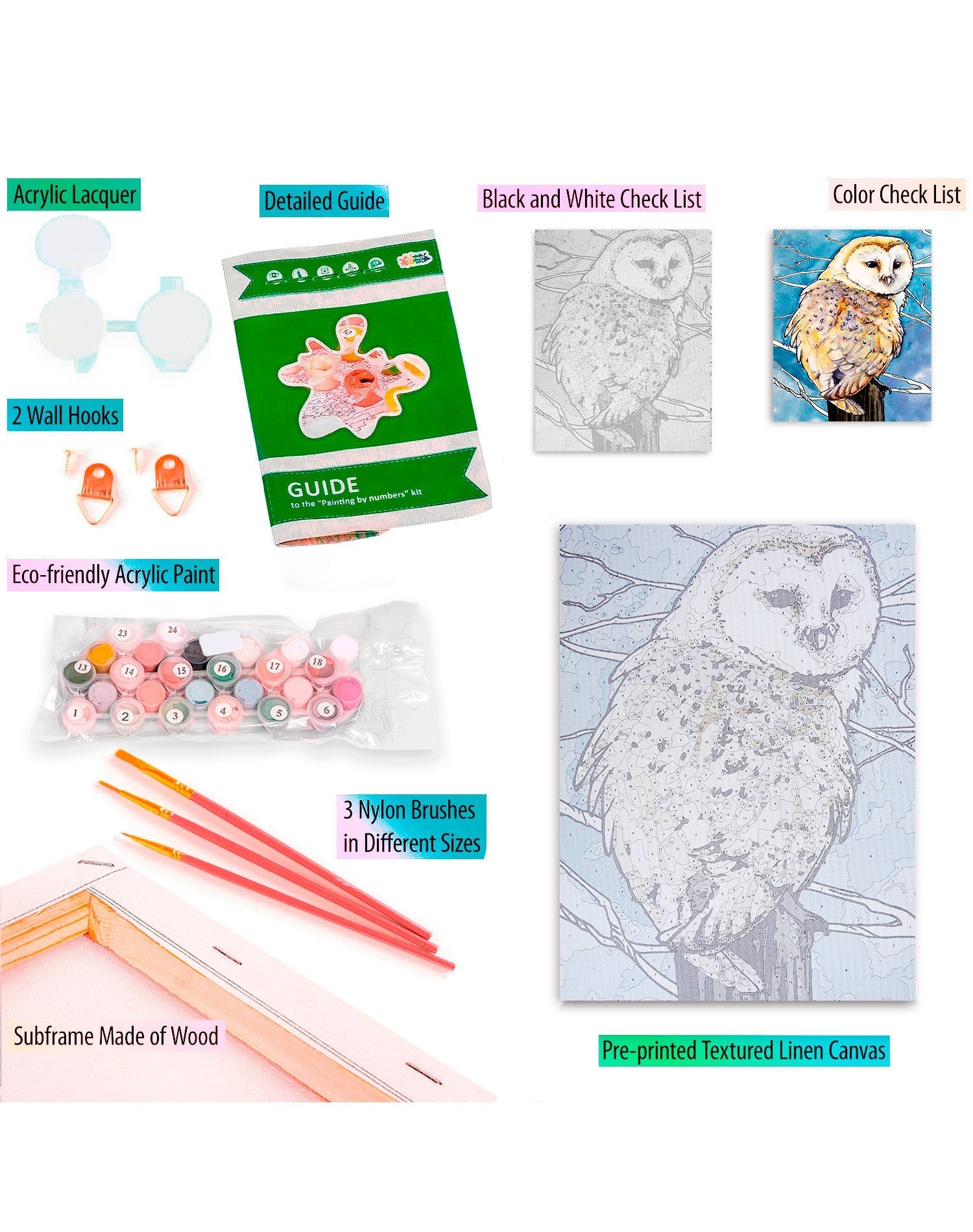 Paint by Numbers 30x40 cm | Barn Owl (ME1124e) – Painting by numbers | Varvikas.Shop