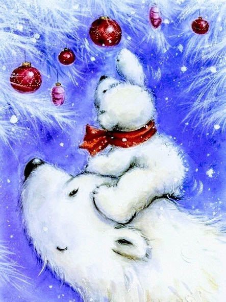 Paint by Numbers 30x40 cm | Happy Polar Bear Family (ME1141e) – Painting by numbers | Varvikas.Shop