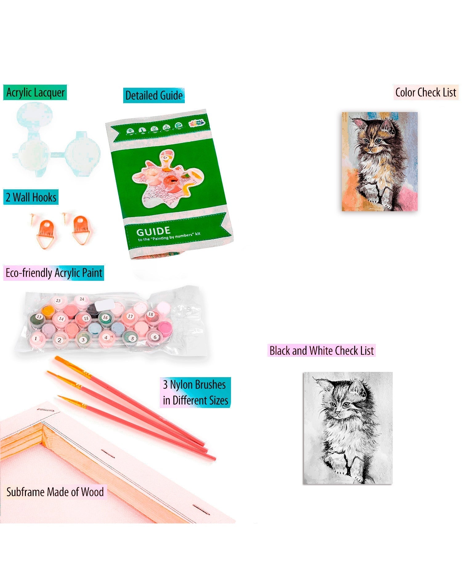 Paint by Numbers 30x40 cm | Kitten (ME1066e) – Painting by numbers | Varvikas.Shop