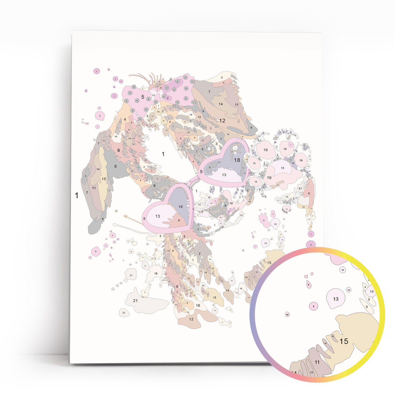 Paint by Numbers 30x40 cm | Puppy with Pink Glasses (ME1117e) – Painting by numbers | Varvikas.Shop