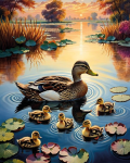 Paint by Numbers 40×50 cm, Duck Family (MG2540e) – Painting by numbers | Varvikas.Shop