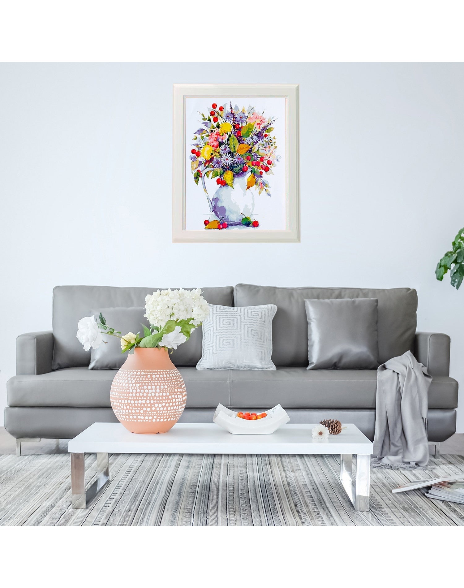 Paint by Numbers 40x50 cm | Bouquet with dandelions and berries (MG2059e) – Painting by numbers | Varvikas.Shop