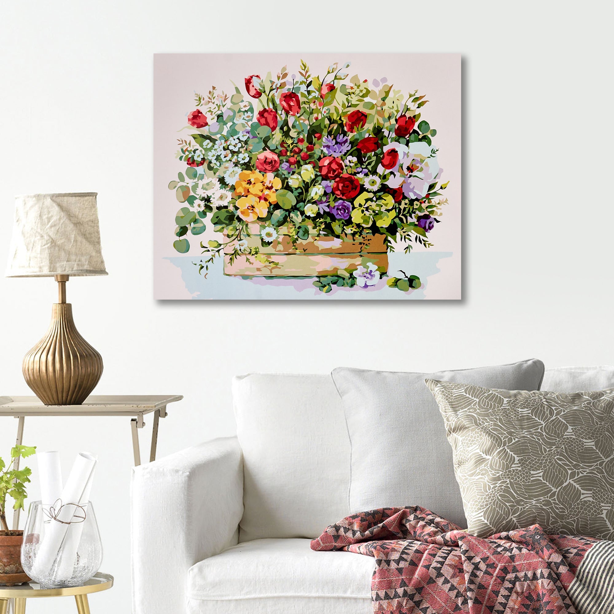 Paint by Numbers 40x50 cm | Bouquet with Red Tulips (MG2183e) – Painting by numbers | Varvikas.Shop